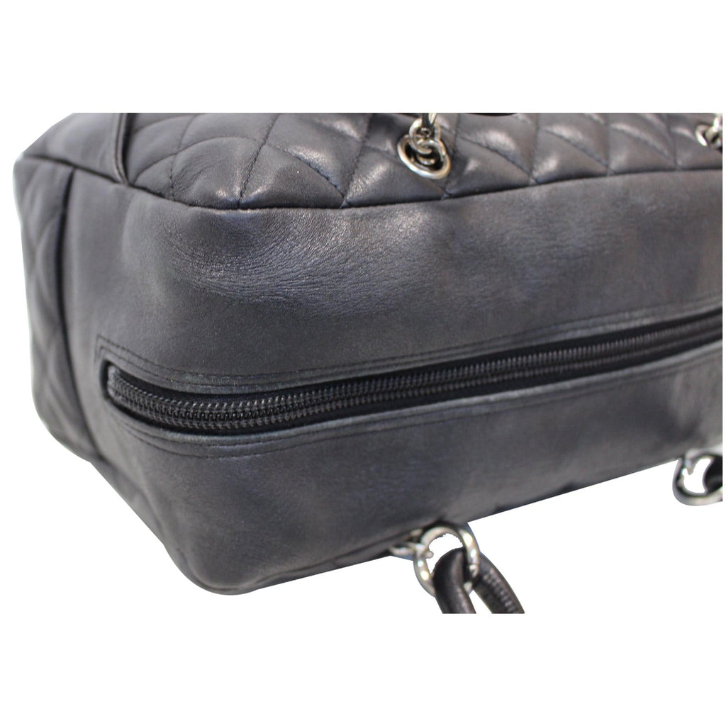 CHANEL Cambon Line Leather Shoulder Bag Black