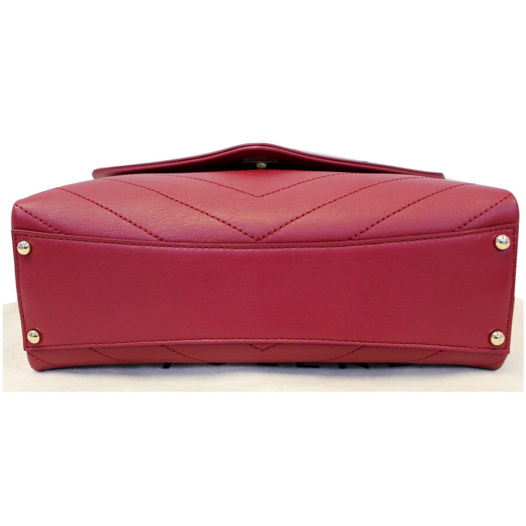 CHANEL Chevron Envelope Flap Lambskin Leather Shoulder Bag Red
