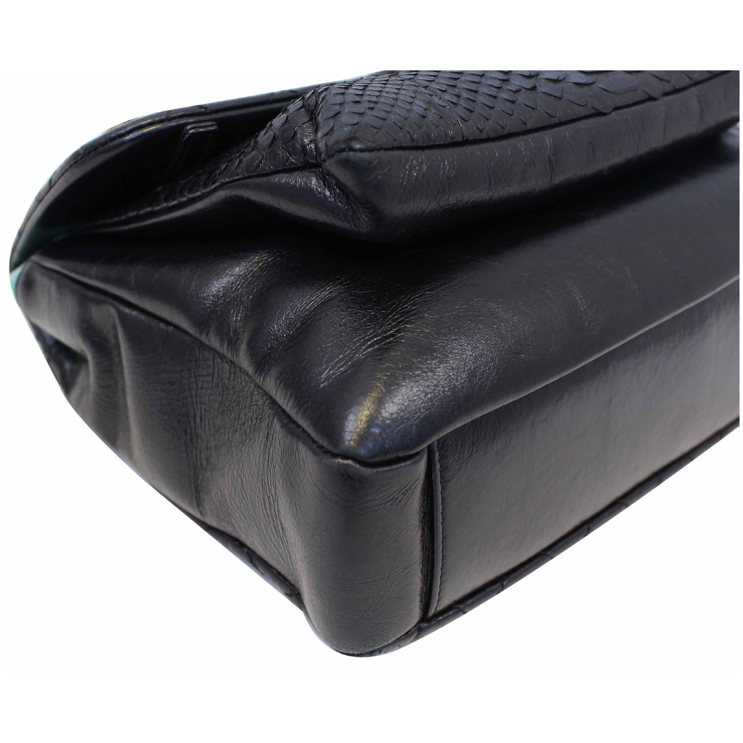 CHANEL Urban Mix Flap Calfskin Python Shoulder Bag Black