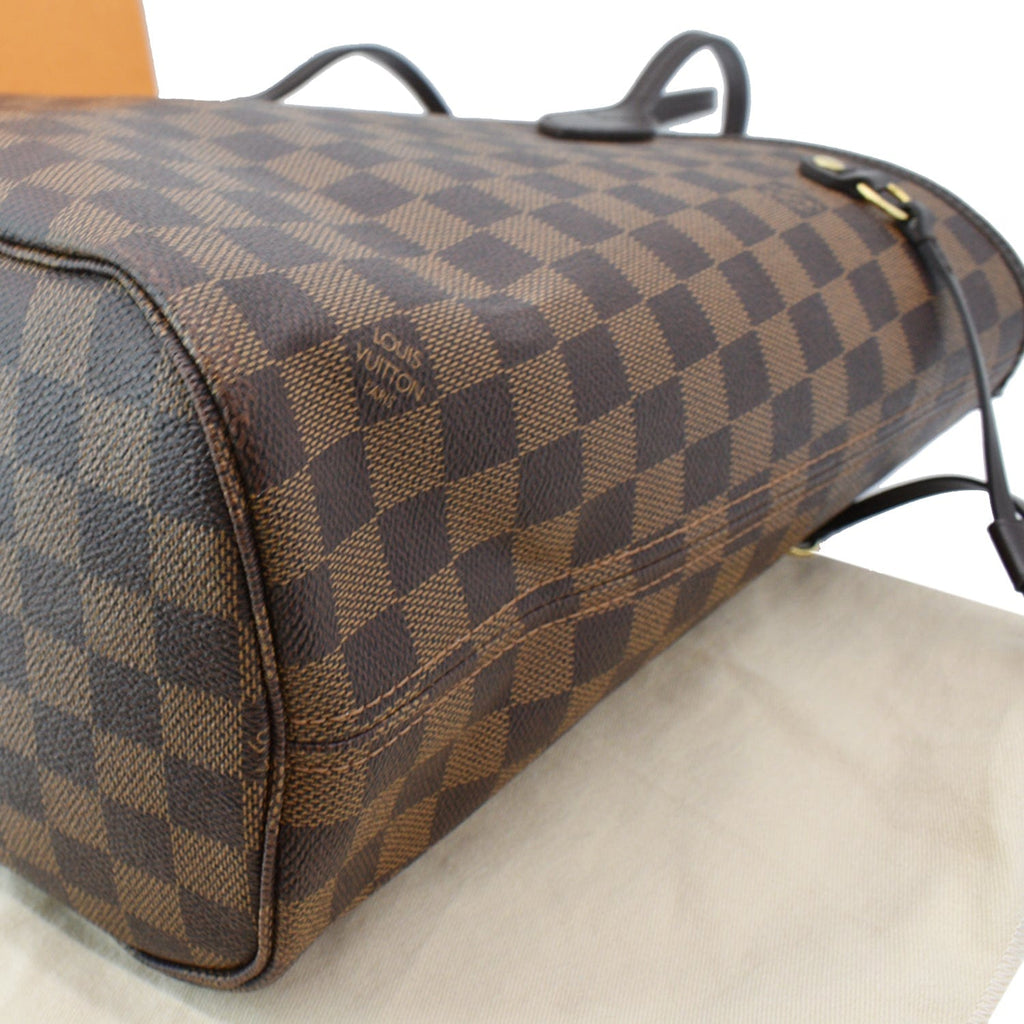 LOUIS VUITTON Neverfull MM Damier Ebene Tote Bag Brown