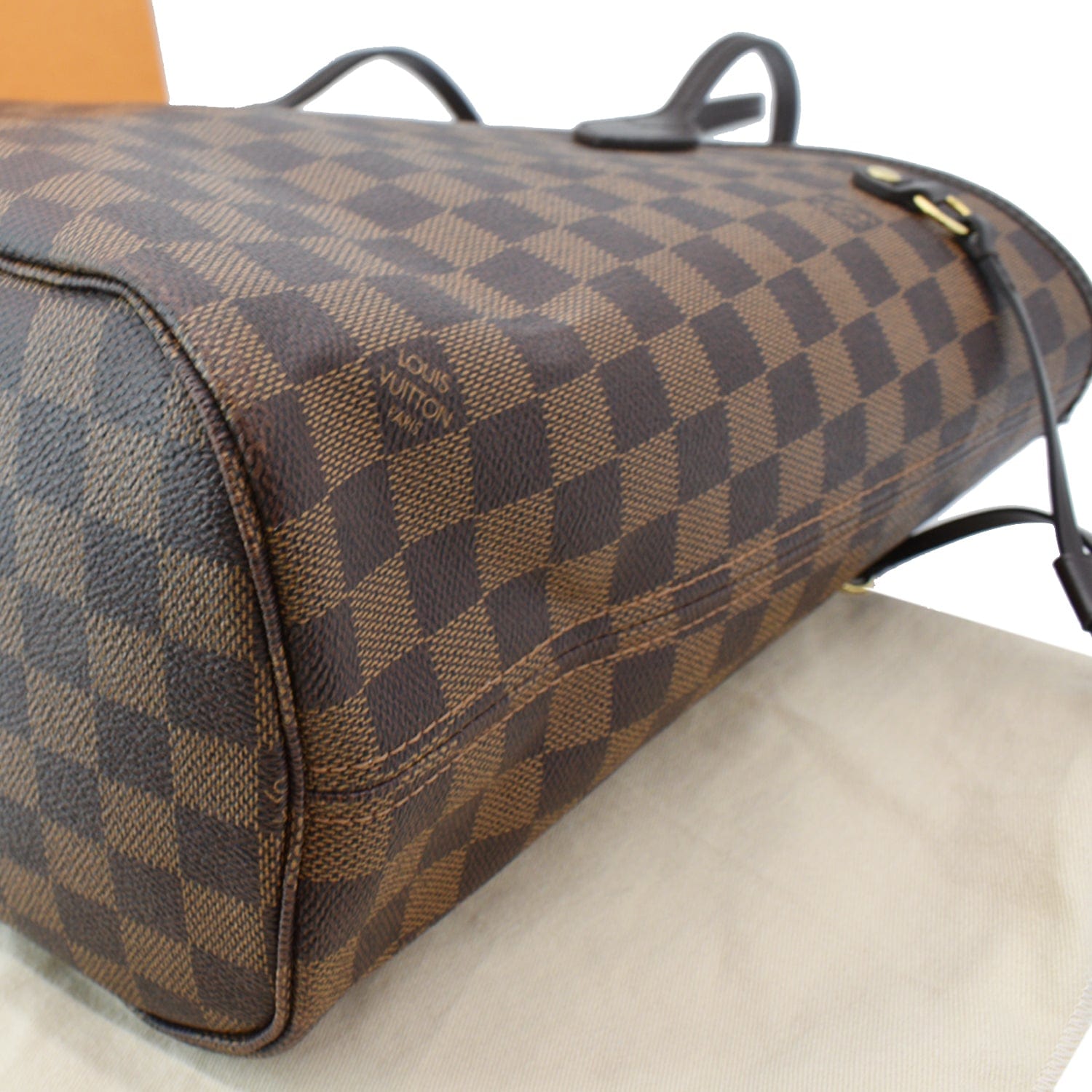 LOUIS VUITTON Neverfull MM Damier Ebene Tote Bag Brown