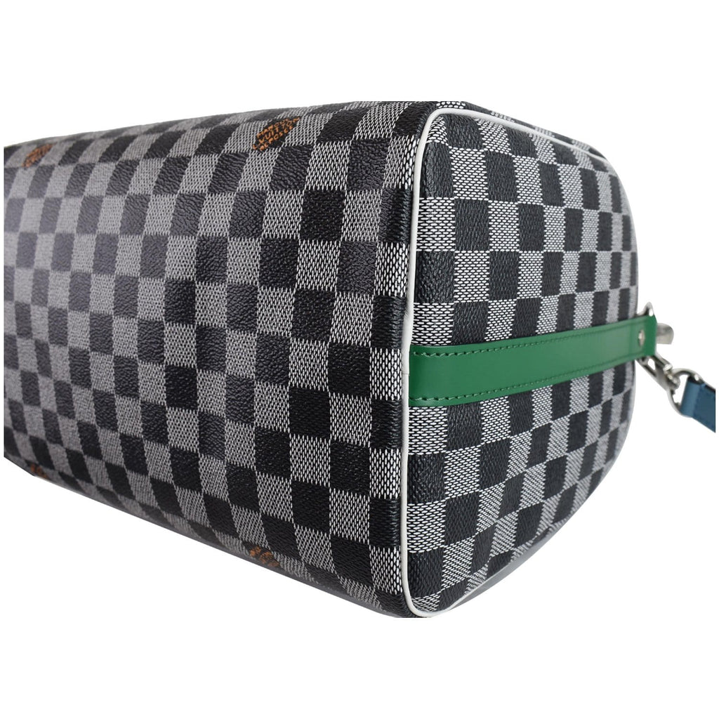 LOUIS VUITTON Speedy 30 Bandouliere Damier Shoulder Bag Black White