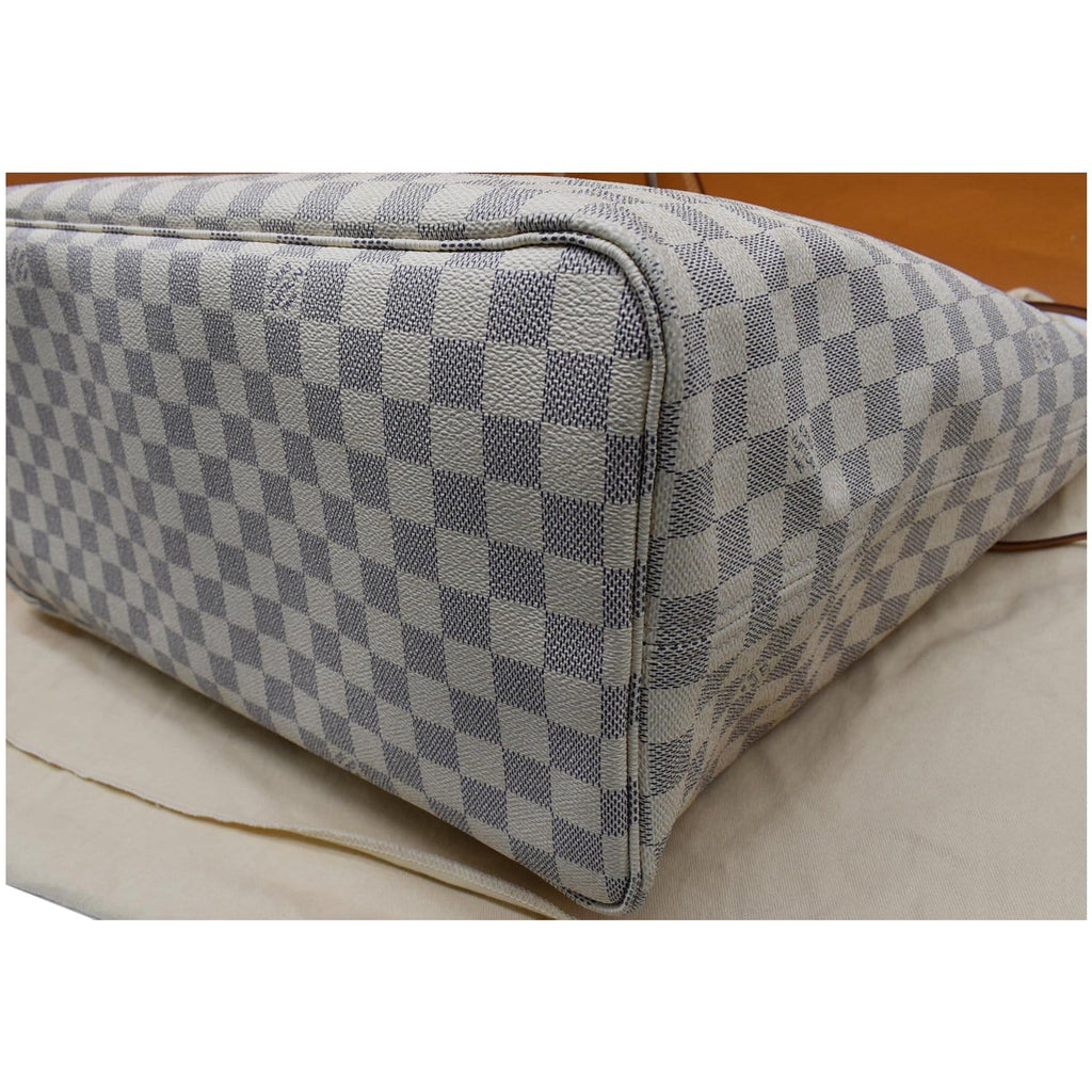 LOUIS VUITTON  Neverfull GM Damier Azur Tote Shoulder Bag White