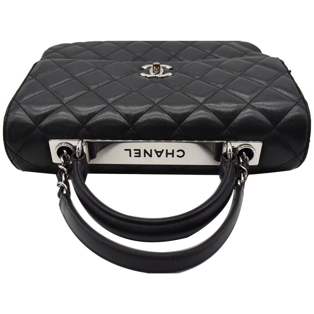 CHANEL Trendy CC Large Flap Quilted Lambskin Leather Shoulder Bag Black