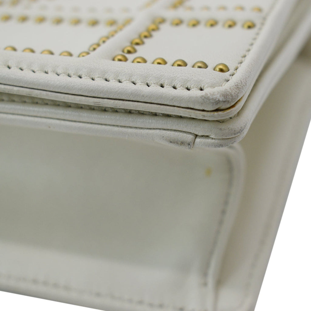 CHRISTIAN DIOR Small Diorama Studded Leather Flap Shoulder Bag White