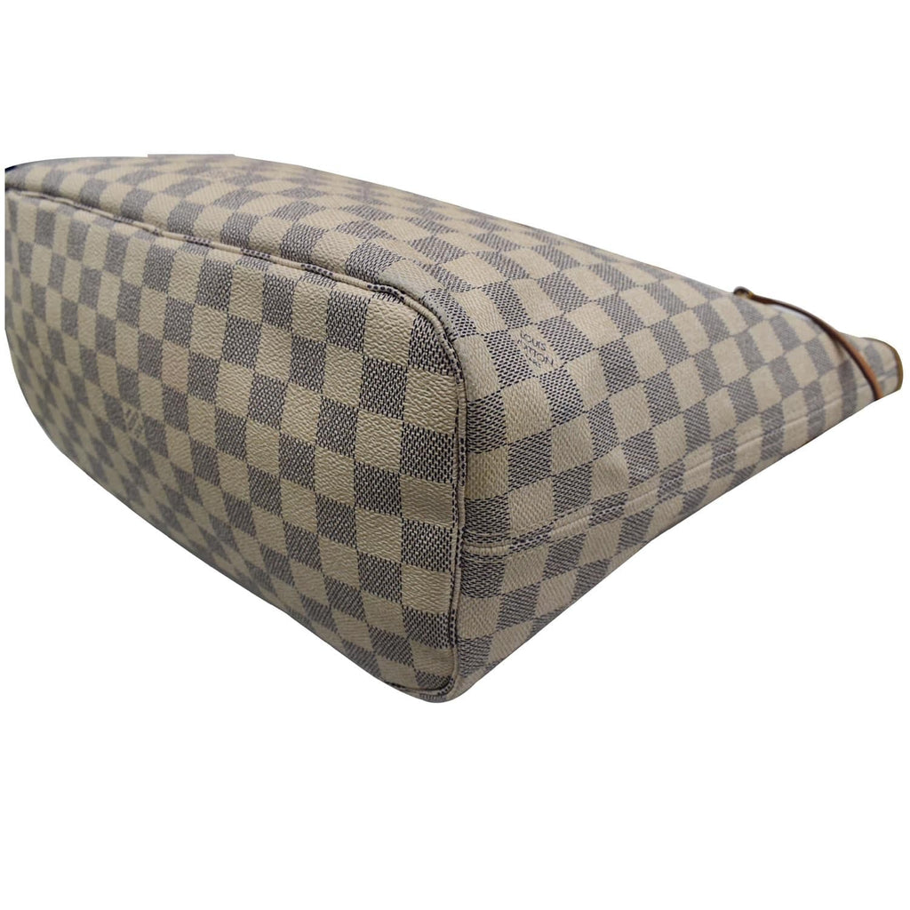 LOUIS VUITTON Neverfull MM Damier Azur Tote Bag White