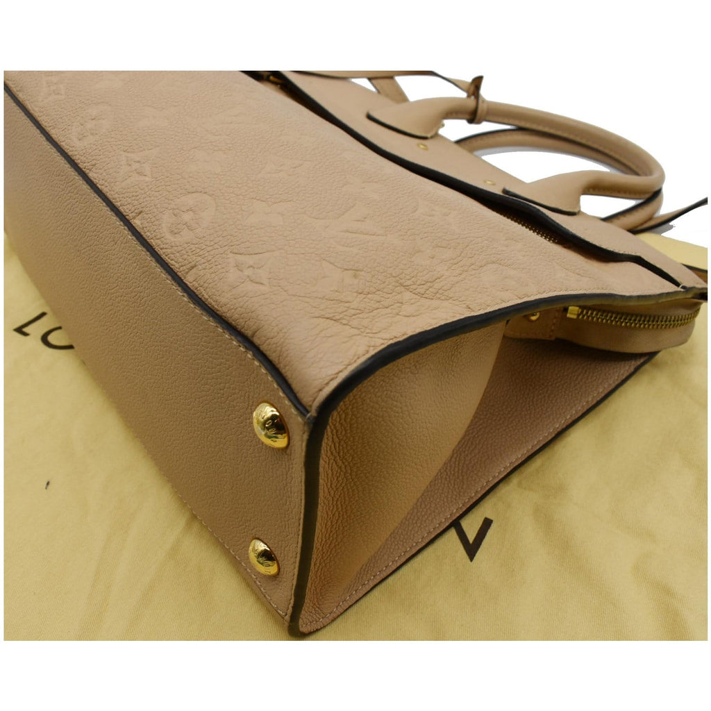 LOUIS VUITTON Pont Neuf MM Monogram Empreinte Leather Shoulder Bag Beige
