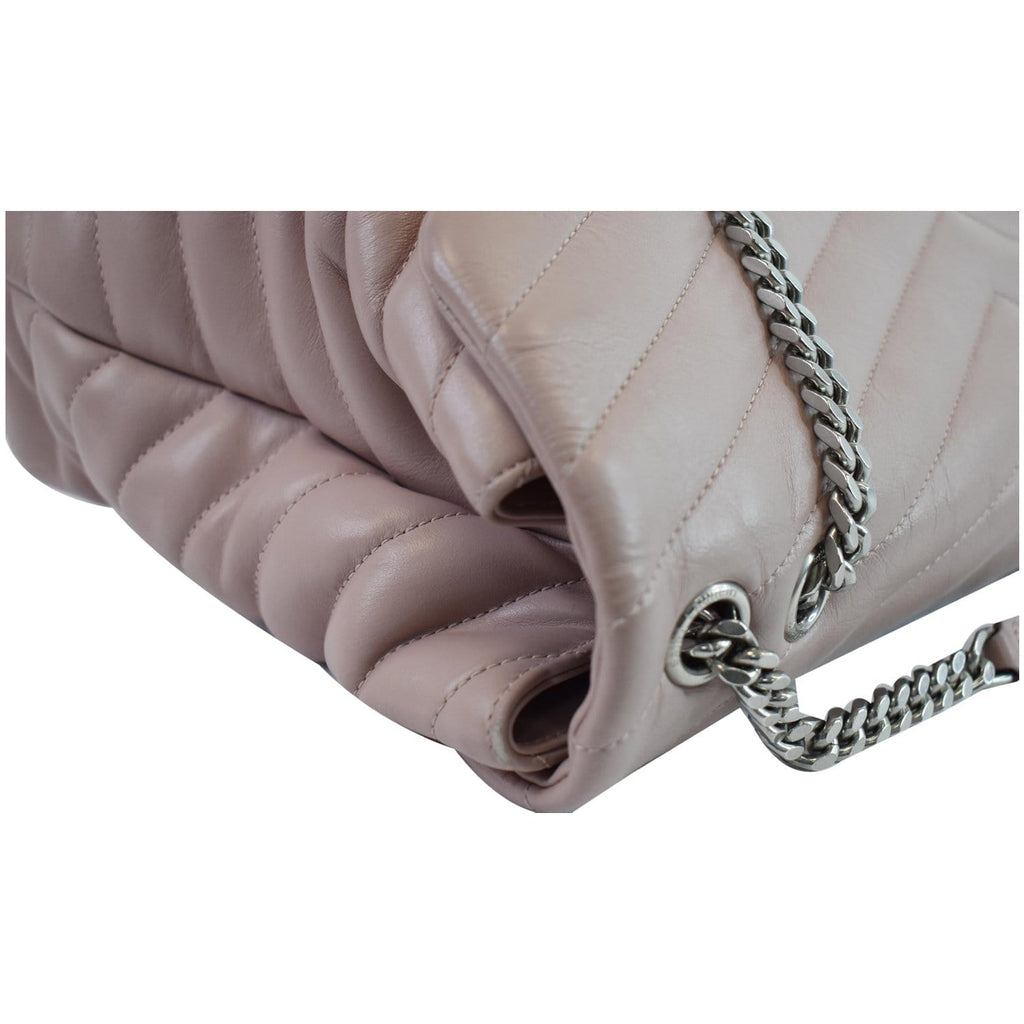 YVES SAINT LAURENT Large Loulou Calfskin Matelasse Chain Shoulder Bag Pink