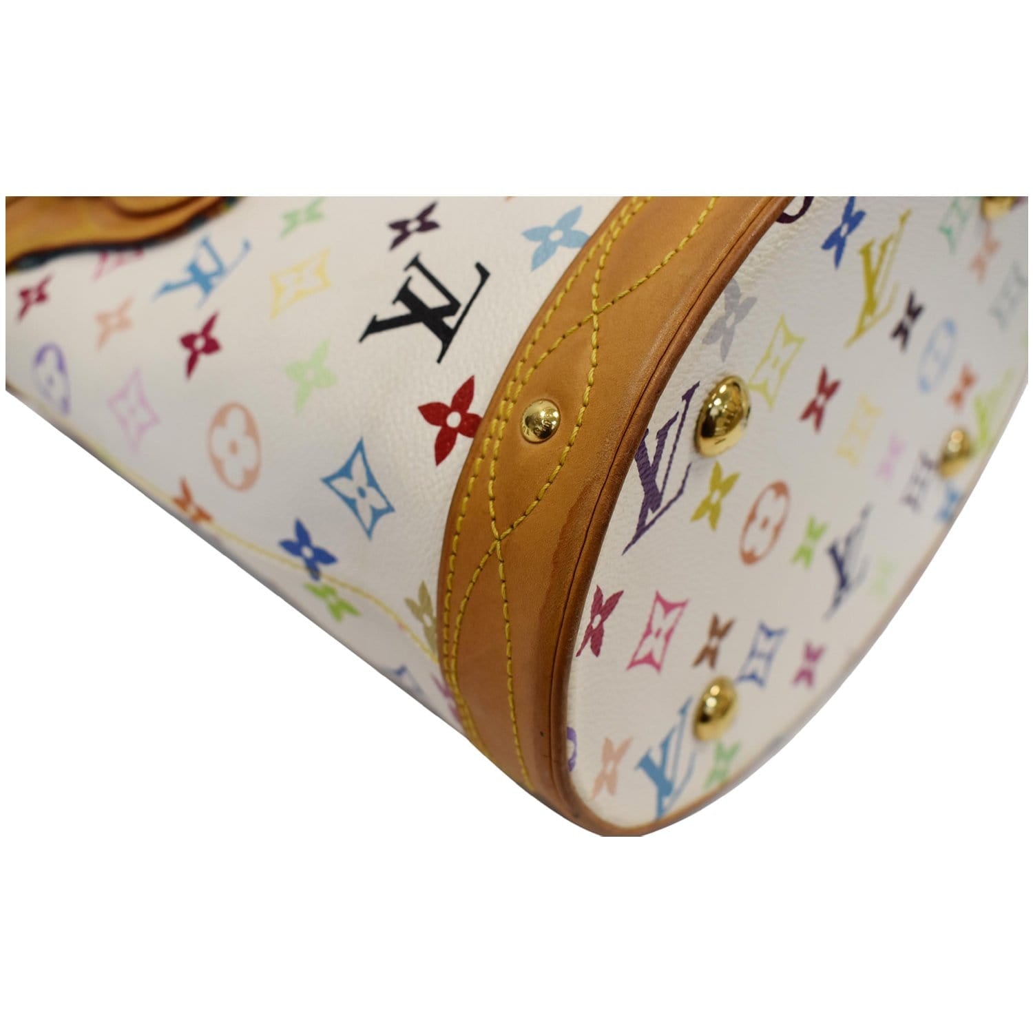 LOUIS VUITTON Fringe Bucket Monogram Multicolor Shoulder Bag White