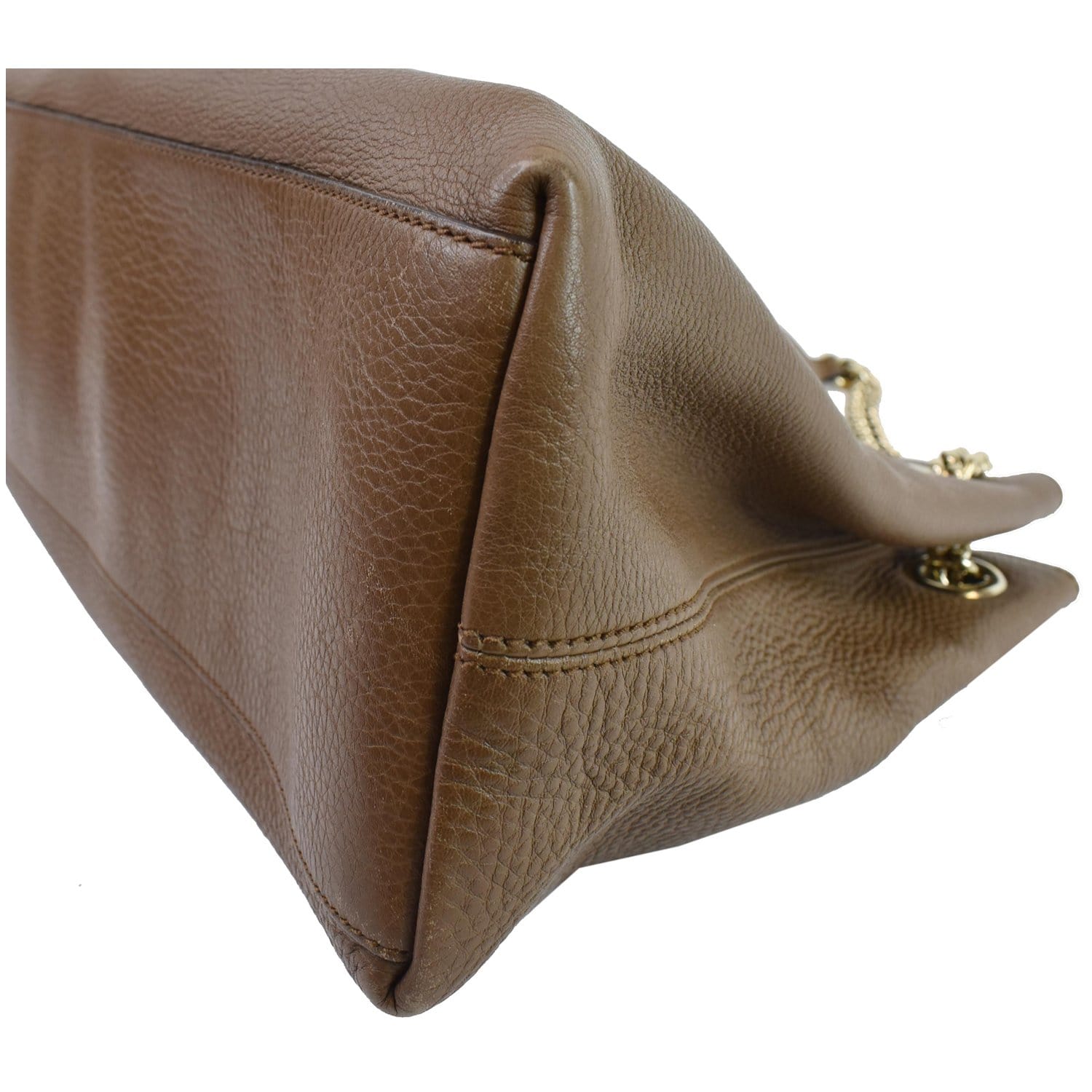 GUCCI Soho Pebbled Leather Chain Shoulder Bag Brown 308982