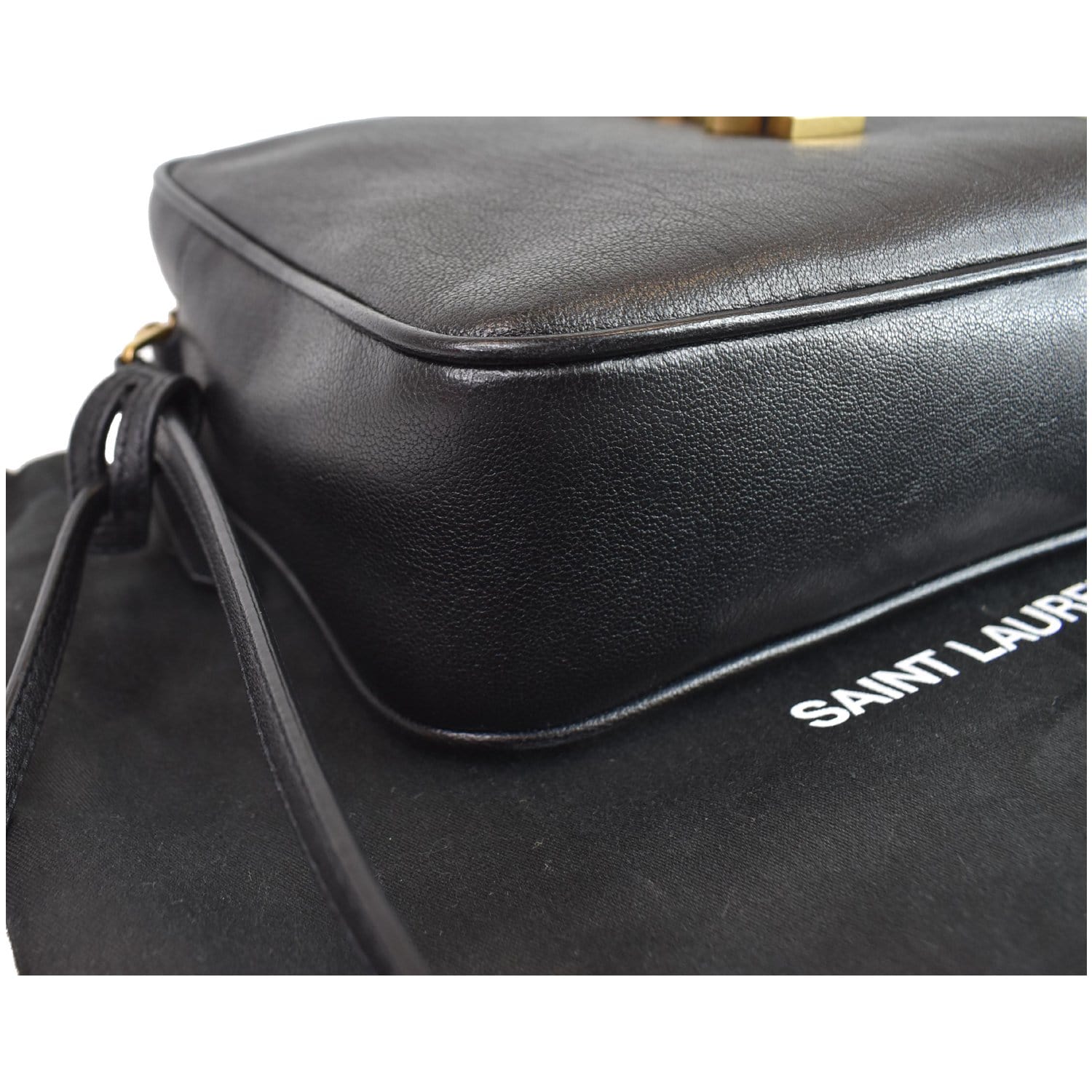 YVES SAINT LAURENT Lou Camera Monogram Leather Shoulder Bag Black