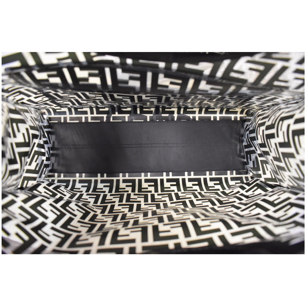 FENDI Runaway Shopper Medium TPU FF Leather Tote Bag Black