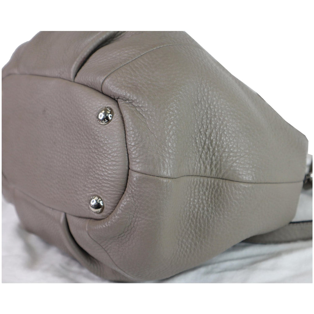 PRADA Vitello Daino Leather Tote Crossbody Bag Taupe BN2792