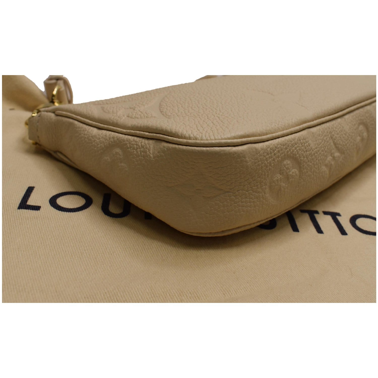 LOUIS VUITTON Multi Pochette Accessories Empreinte Shoulder Bag Cream