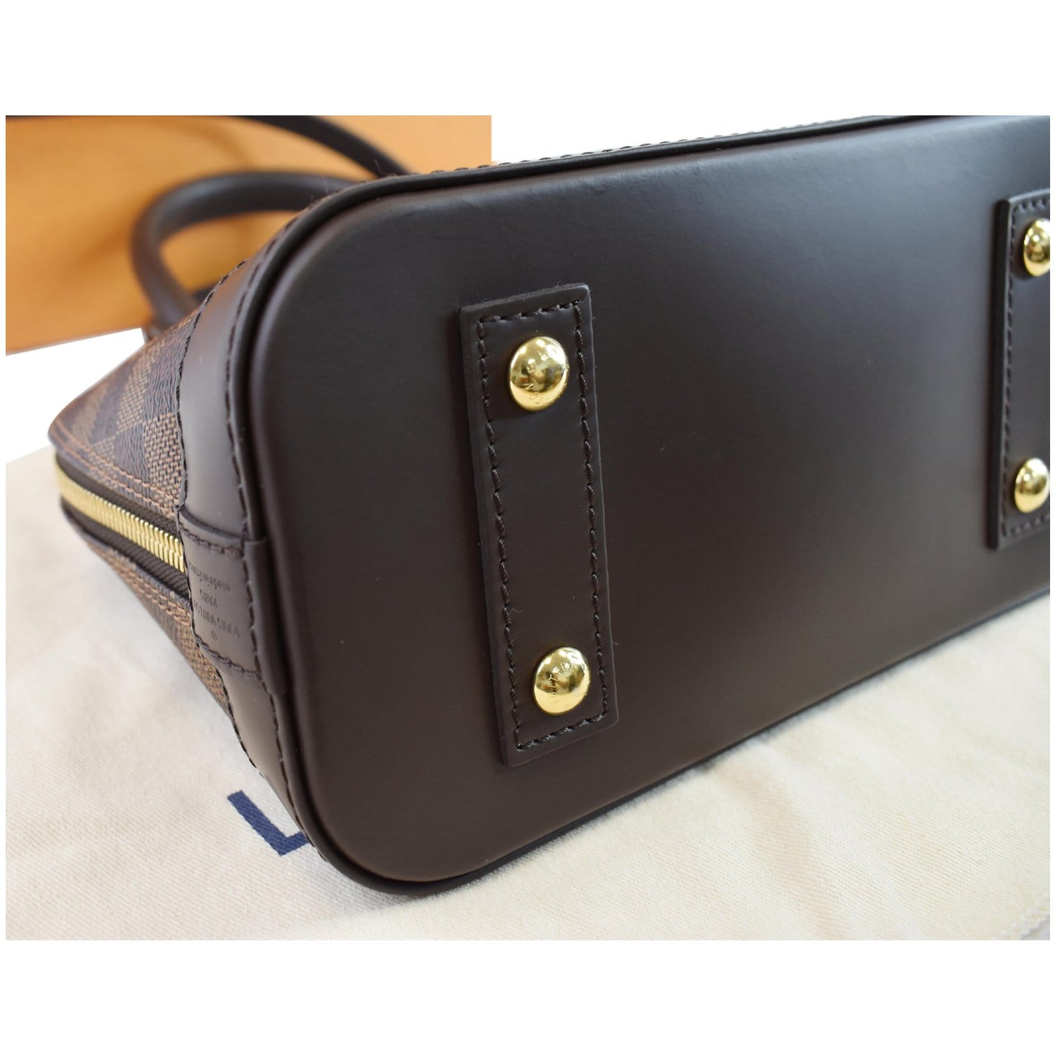 LOUIS VUITTON Alma BB Damier Ebene Shoulder Bag Brown