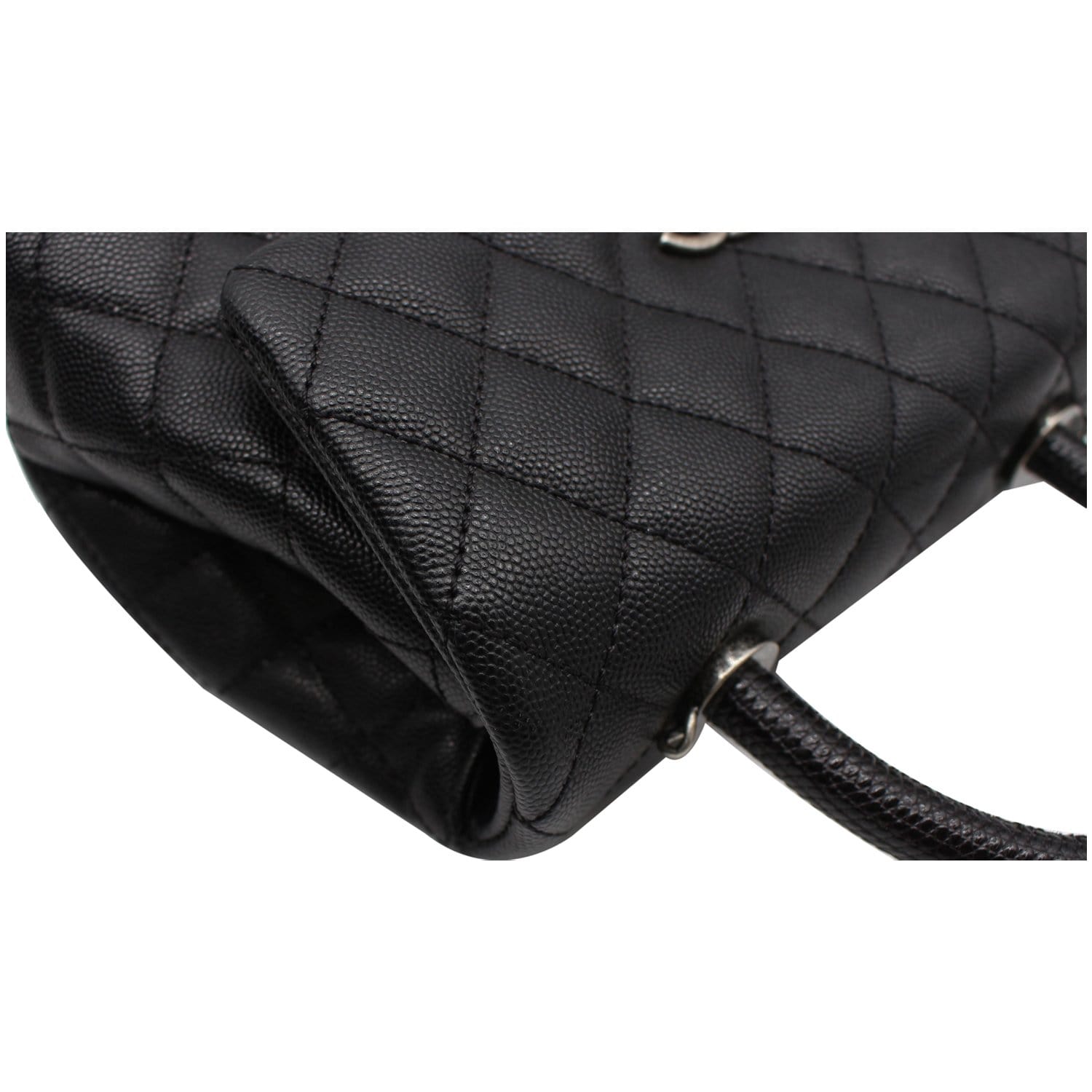 CHANEL Coco Mini Top Lizard Handle Caviar Leather Shoulder Bag Black