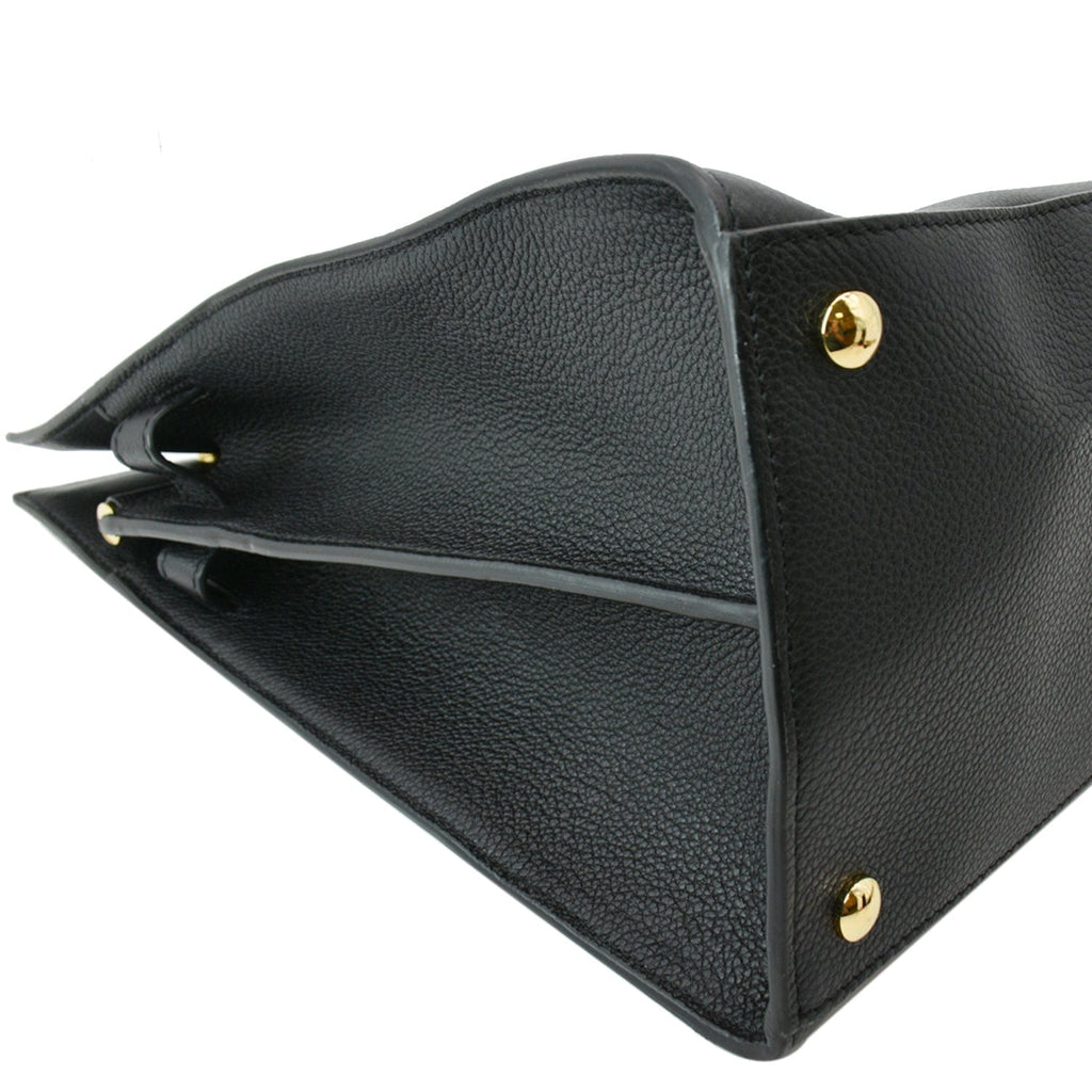 BURBERRY Large Title Leather Tote Bag Black
