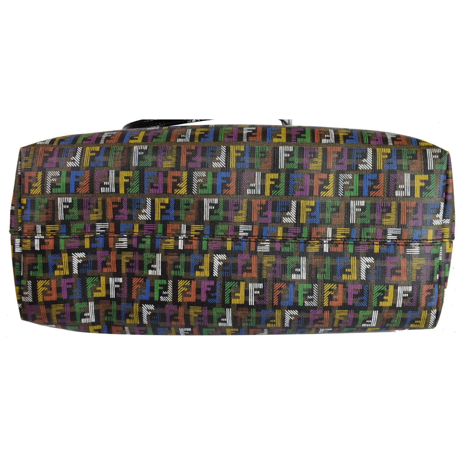 FENDI Zucca Print Roll Canvas Shoulder Tote Bag Multicolor
