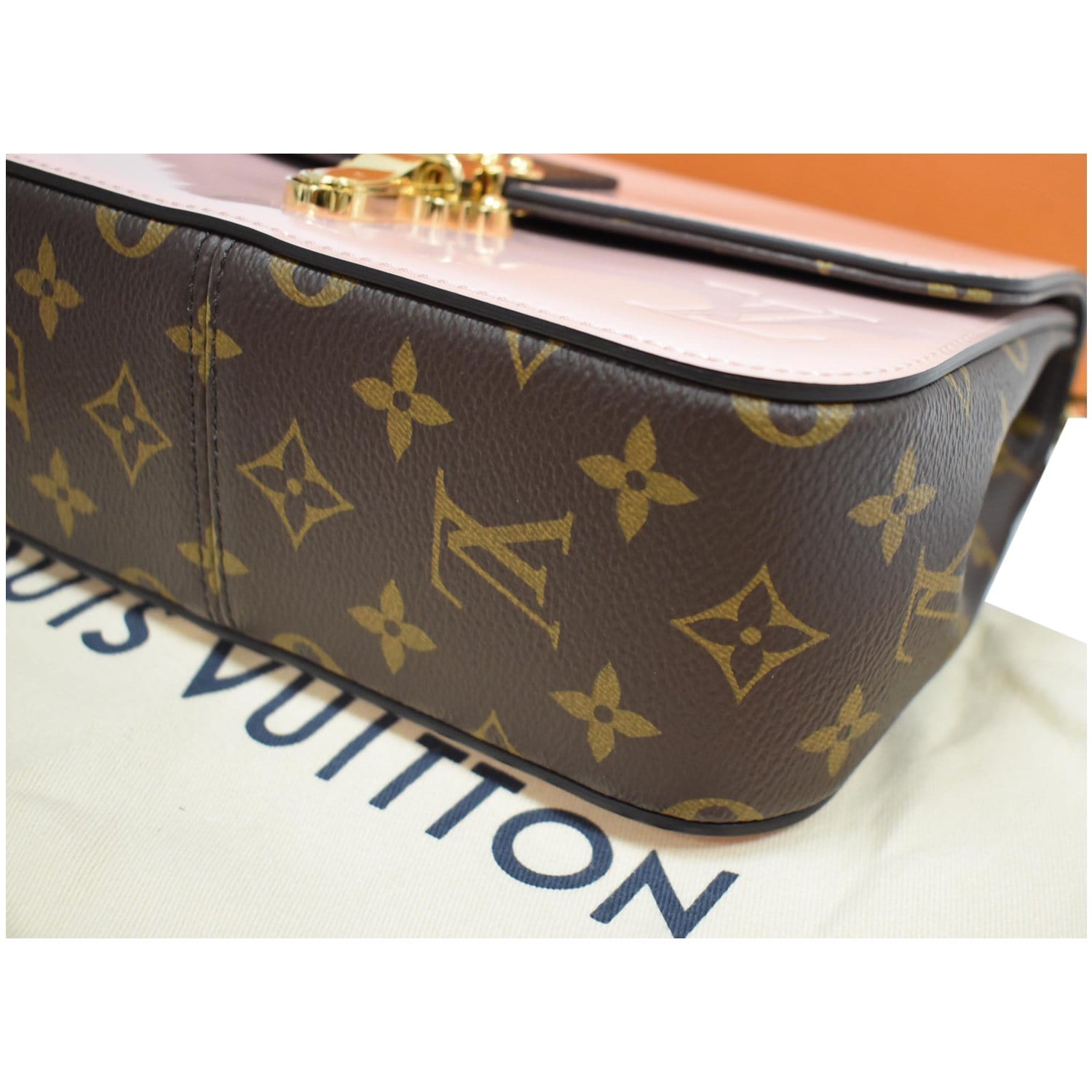 LOUIS VUITTON Cherrywood BB Patent Leather Shoulder Bag Rose Ballerine