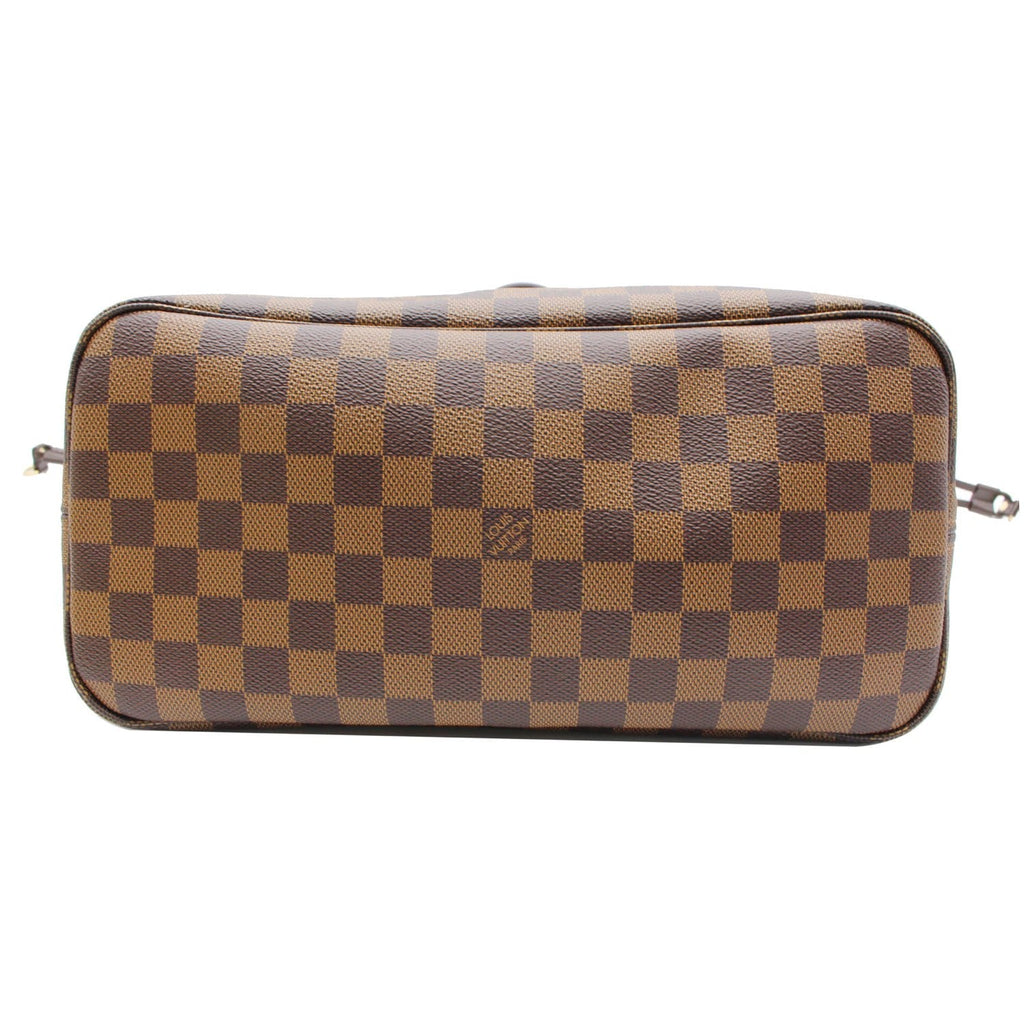 LOUIS VUITTON Neverfull MM Damier Ebene Tote Bag Brown