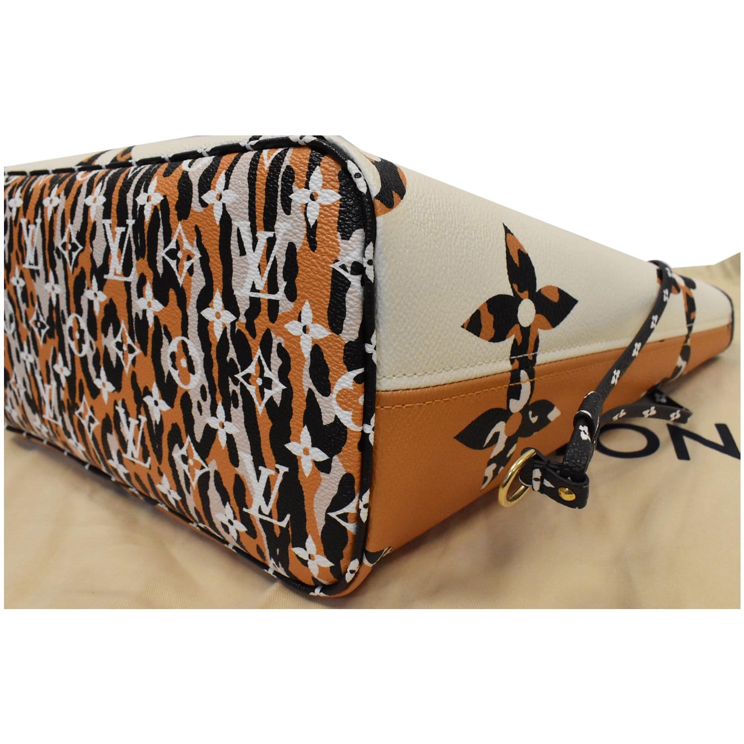LOUIS VUITTON Neverfull MM Monogram Jungle Shoulder Bag Ivory/Orange