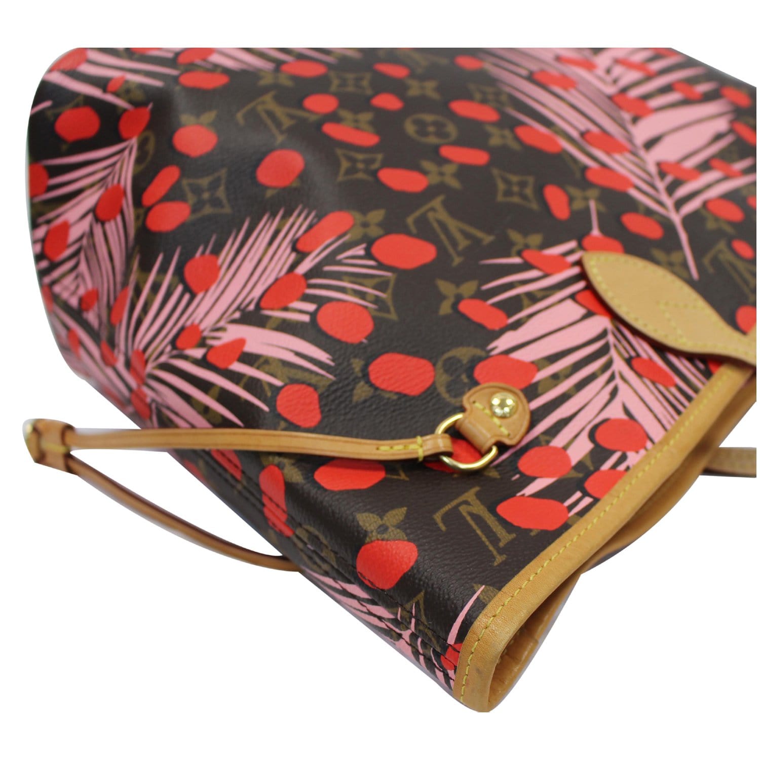 LOUIS VUITTON Neverfull MM Monogram Jungle Dot Shoulder Bag Brown
