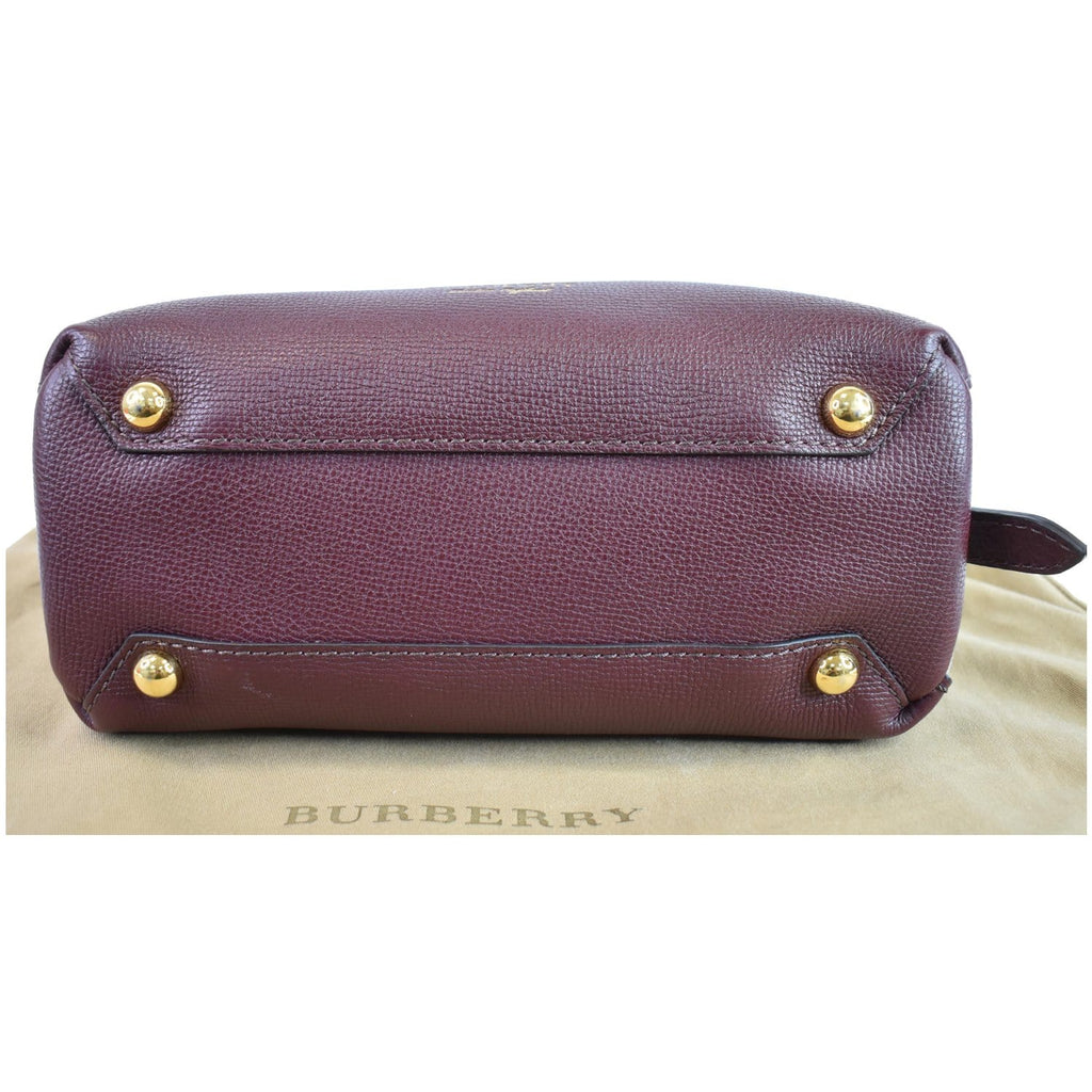 BURBERRY Camberley Small House Check Tote Shoulder Bag Dark Red