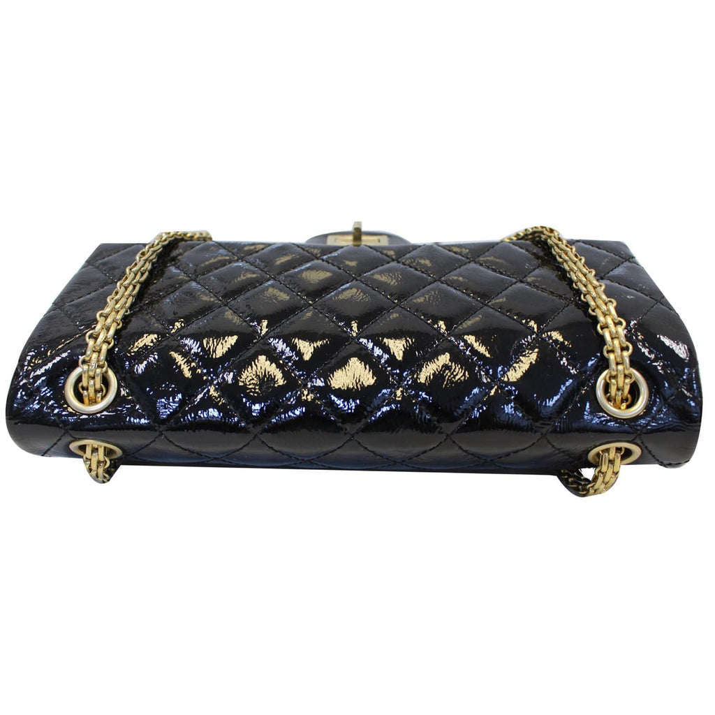 CHANEL Reissue Double Flap Patent Leather Shoulder Bag Black