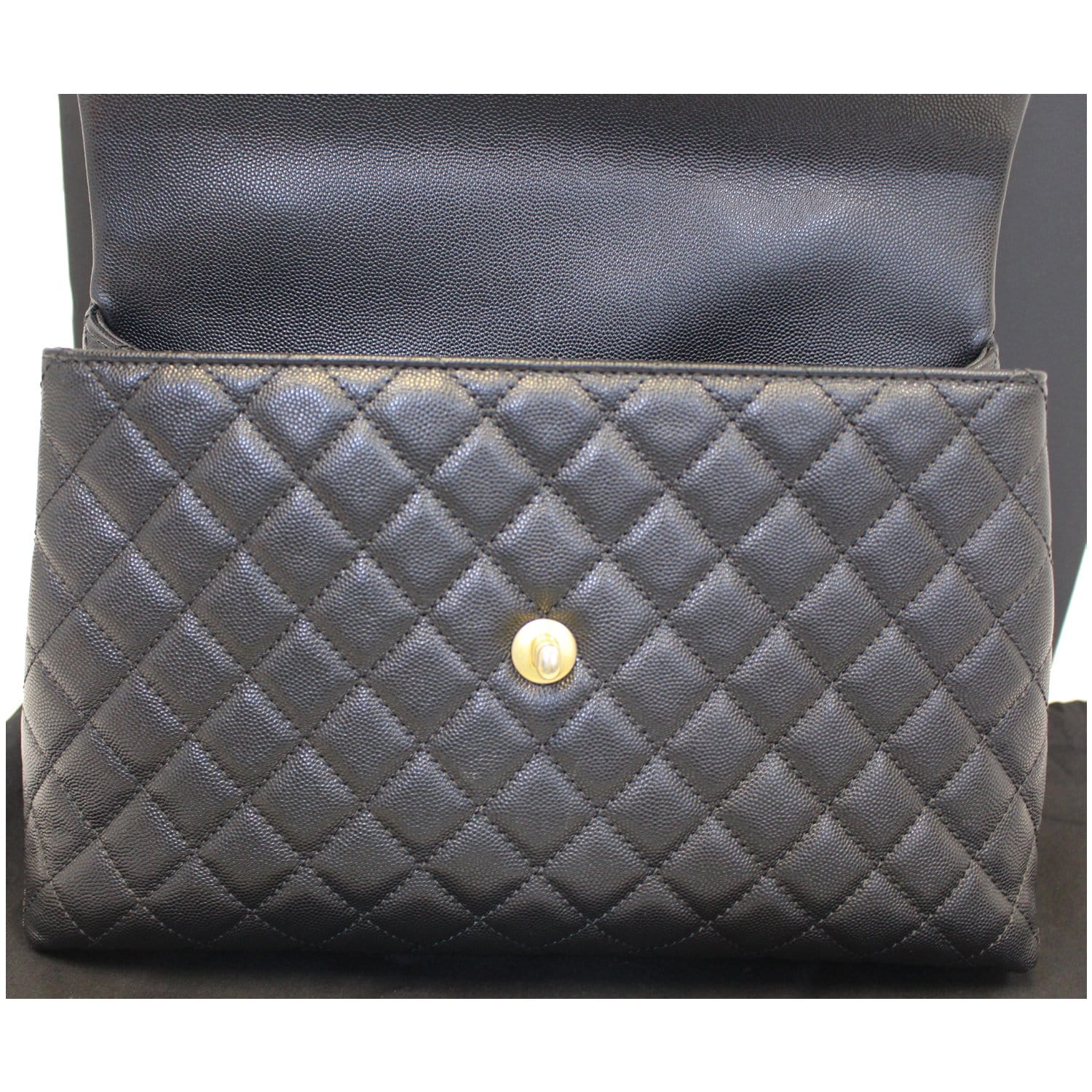 CHANEL Medium Coco Handle Caviar Leather Shoulder Bag Black