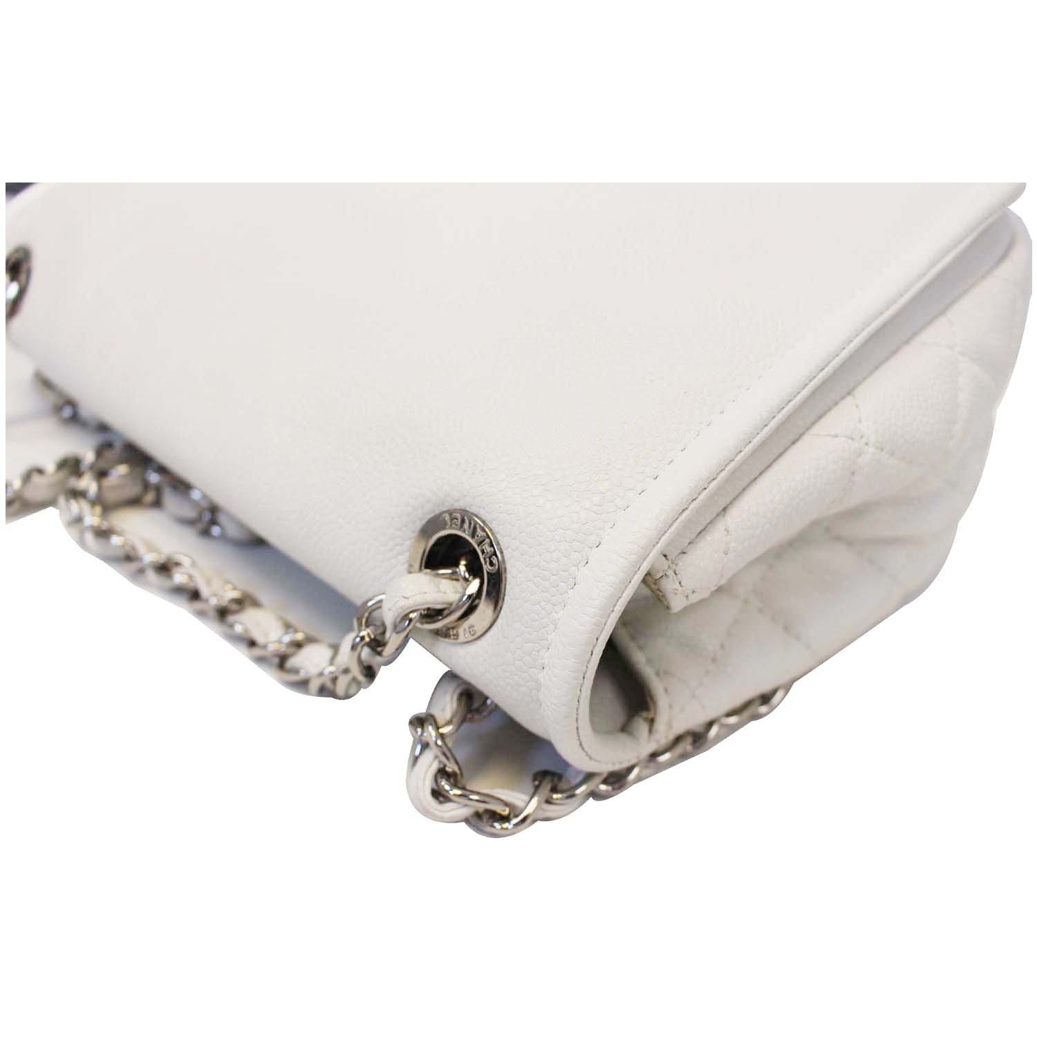CHANEL Caviar Timeless CC Flap Shoulder Bag White