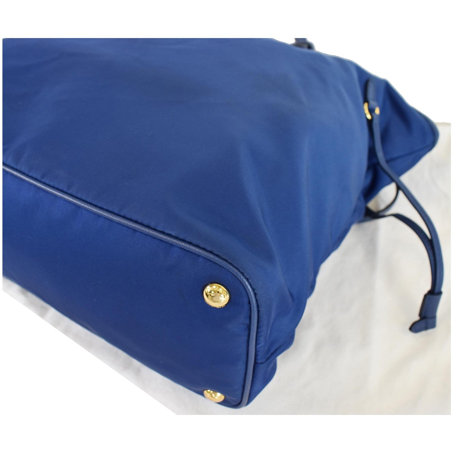 PRADA Tessuto Nylon Saffiano Leather Tote Bag Blue