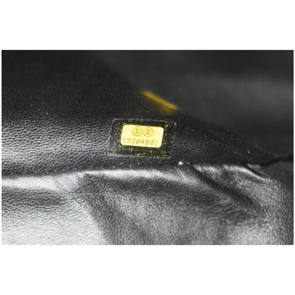 CHANEL Classic Maxi Single Flap Quilted Patent Leather Shoulder Bag Black