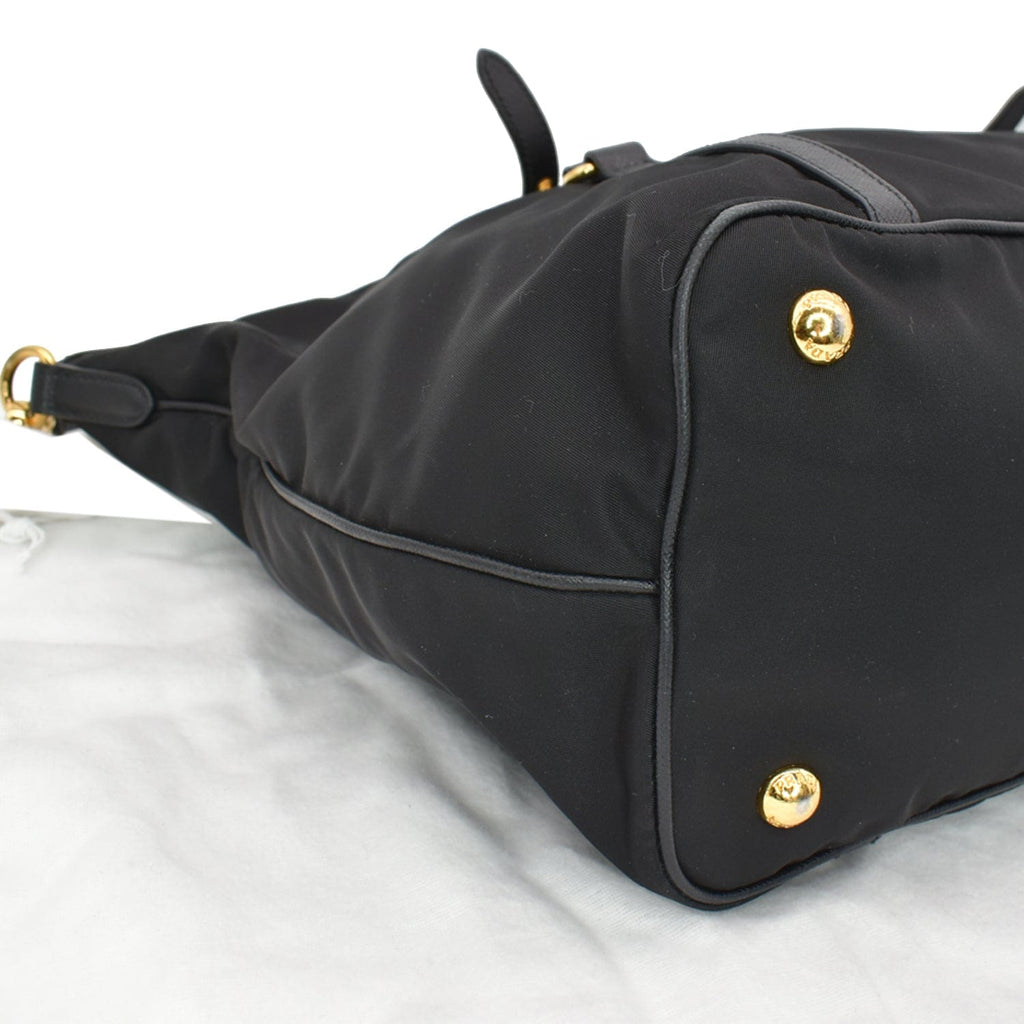 PRADA Tessuto Saffiano Nylon Tote Shoulder Bag Black - Hot Deals