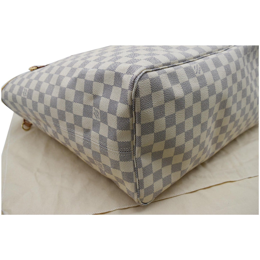 LOUIS VUITTON Neverfull GM Damier Azur Tote Shoulder Bag White