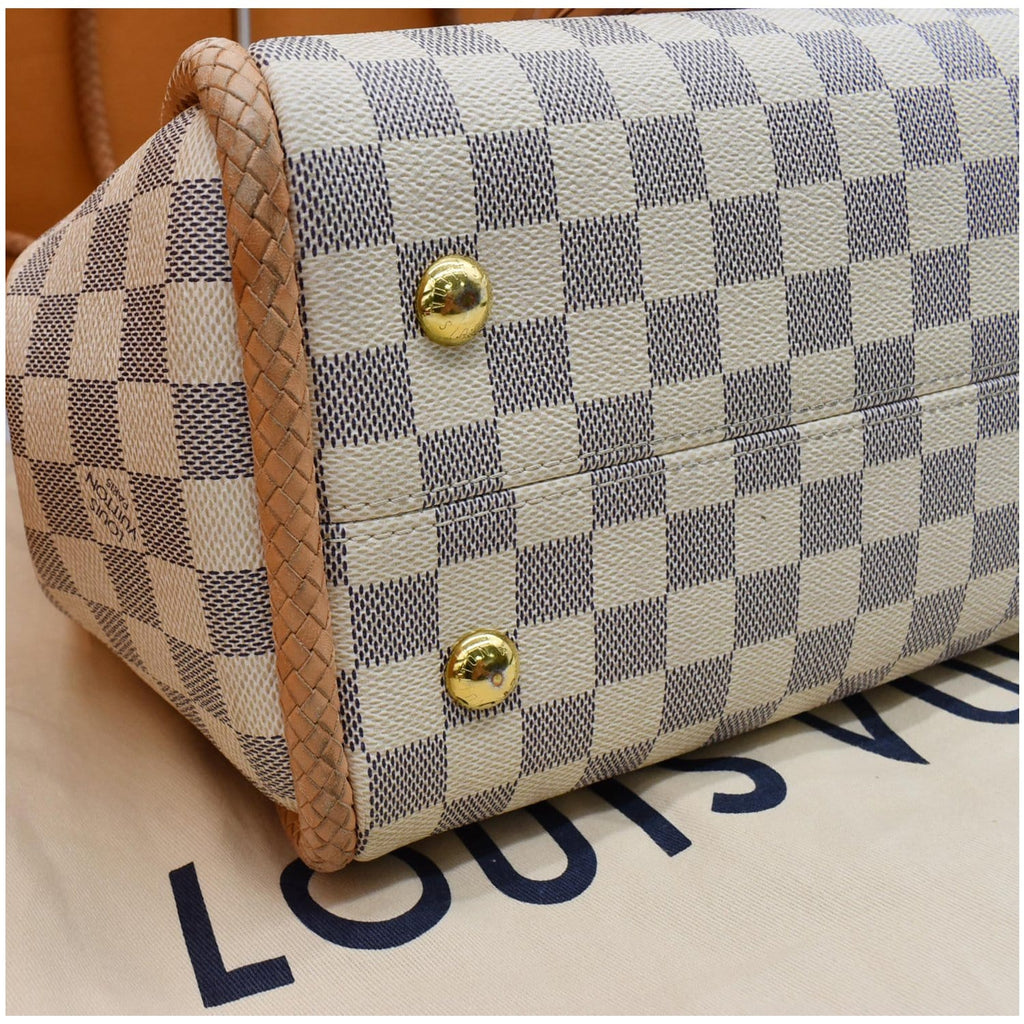 LOUIS VUITTON Propriano Damier Azur Tote Shoulder Bag White