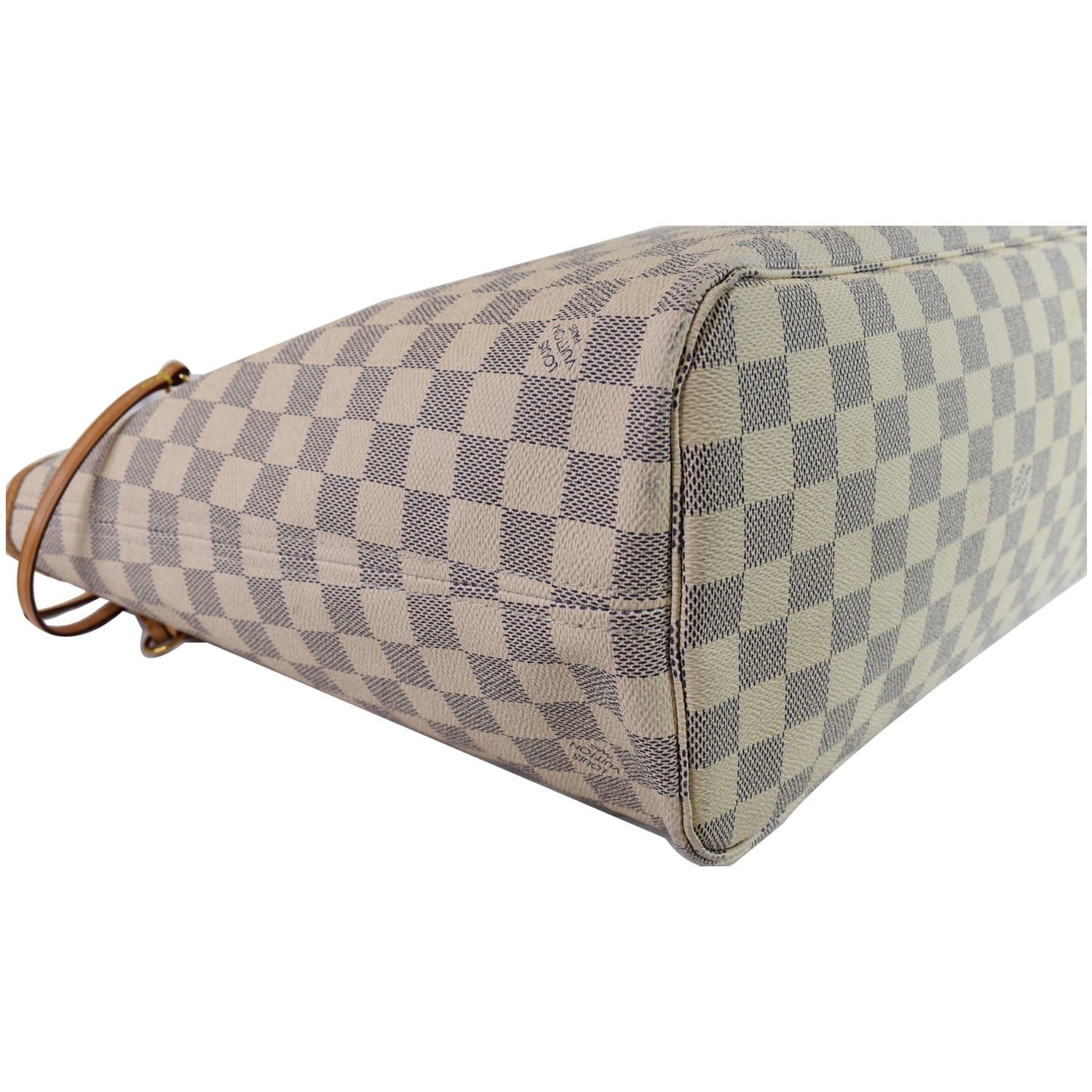 LOUIS VUITTON Neverfull MM Damier Azur Tote Shoulder Bag White