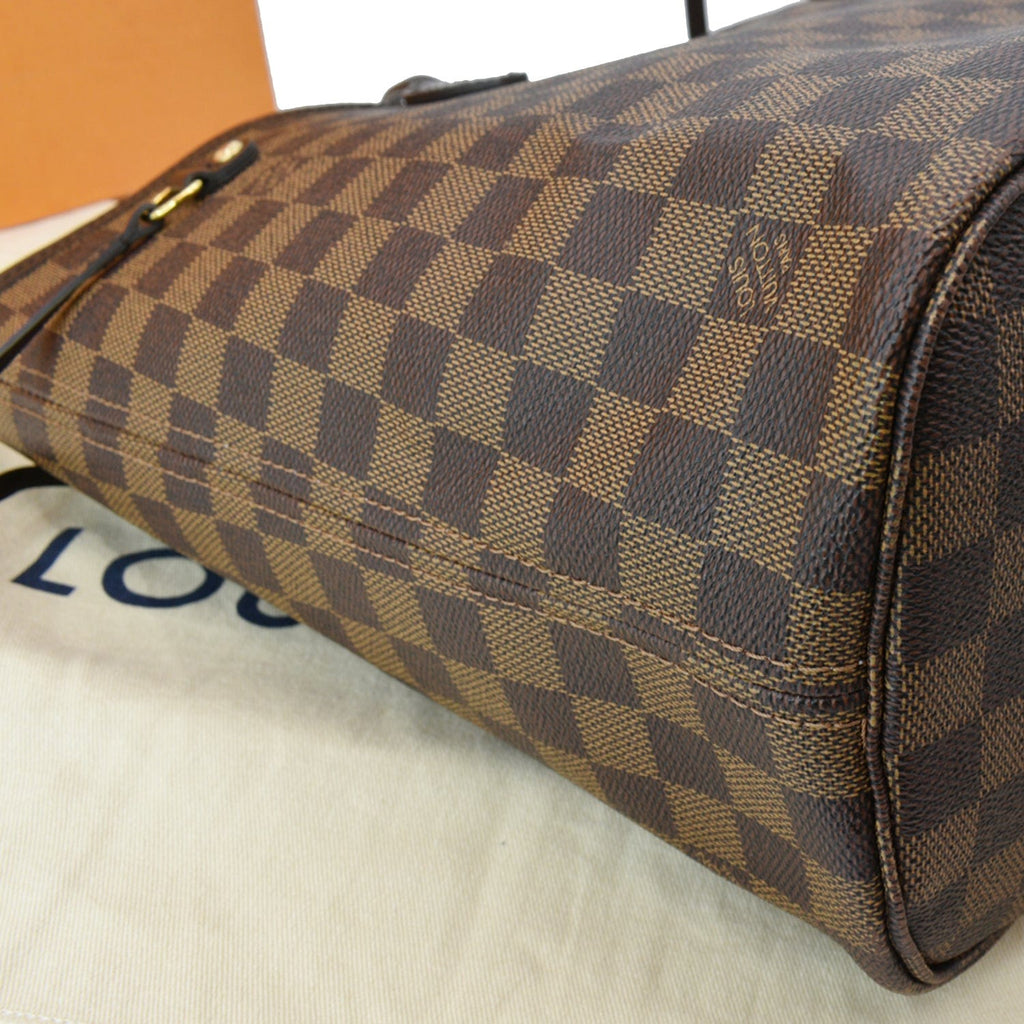 LOUIS VUITTON Neverfull MM Damier Ebene Tote Bag Brown