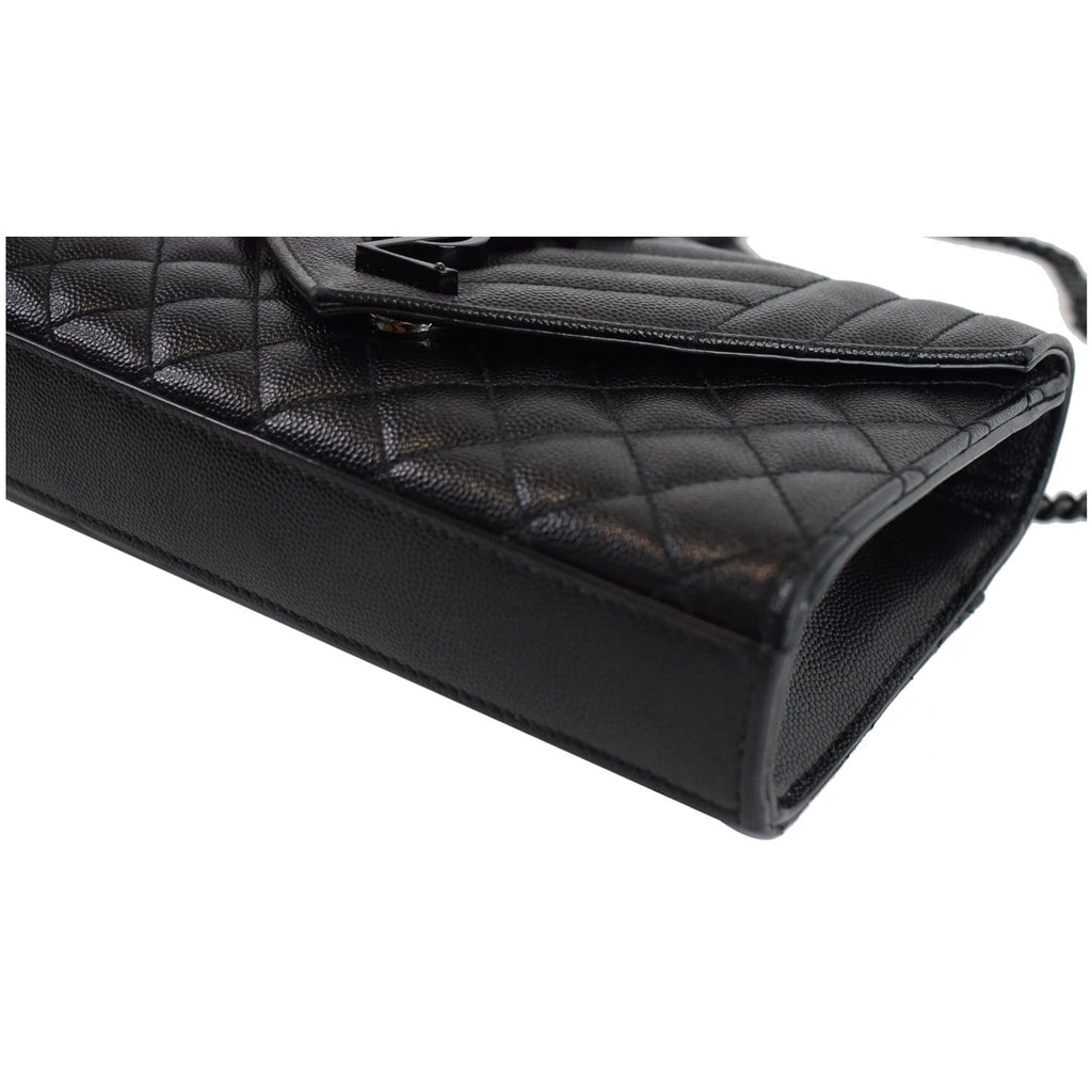 YVES SAINT LAURENT Small Envelope Matelassé Leather Shoulder Bag Black