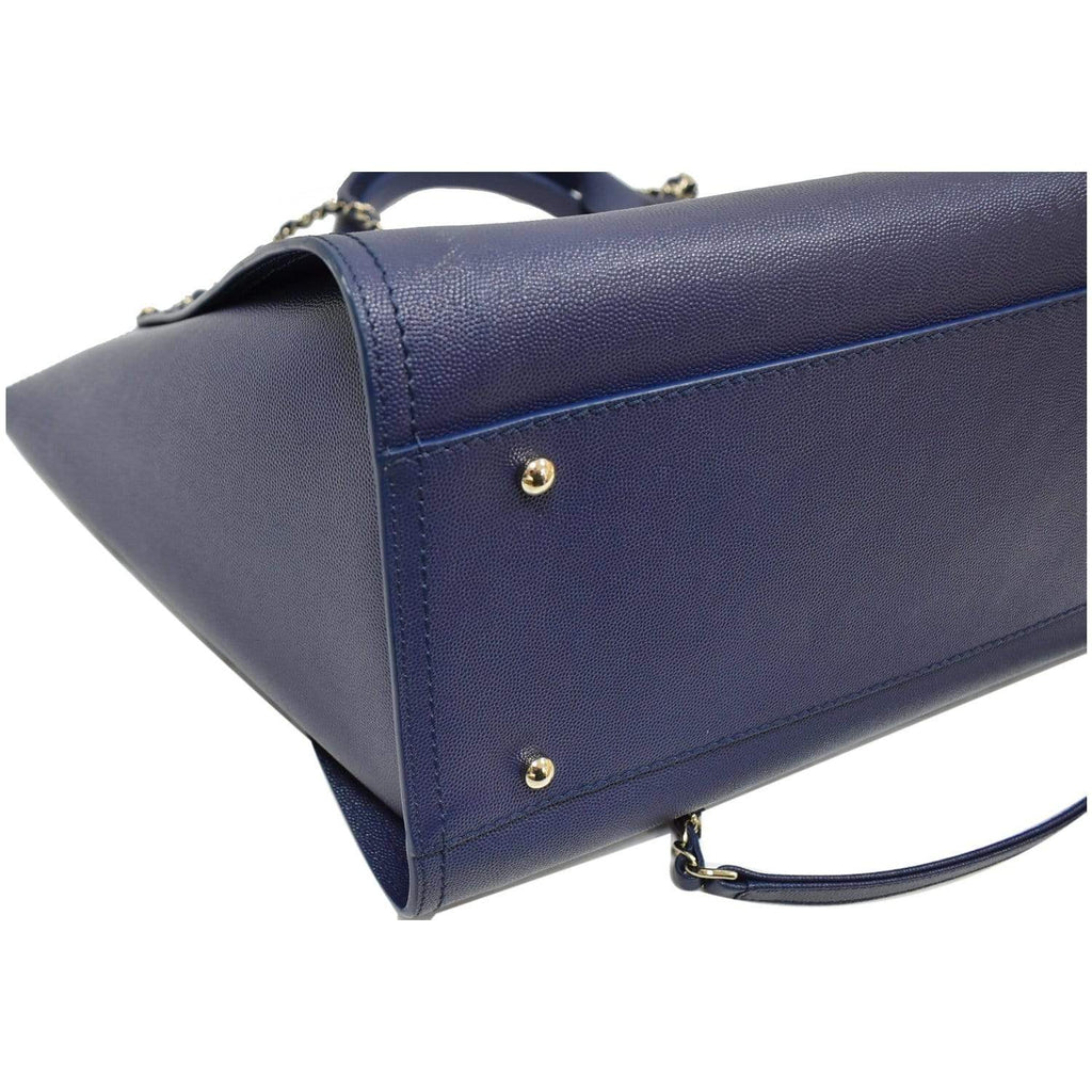 CHANEL Deauville Studded Caviar Tote Shoulder Bag Blue