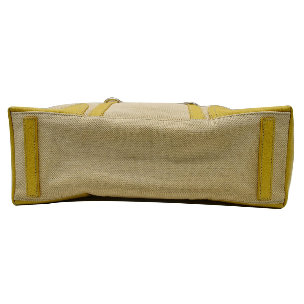 PRADA Fabric Canvas Leather Tote Bag Beige - 25% OFF