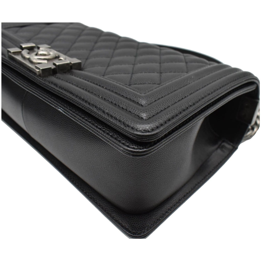 CHANEL Medium Boy Flap Caviar Leather Shoulder Bag Black