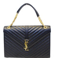 YVES SAINT LAURENT Large Envelope Grain De Poudre Chain Shoulder Bag Black