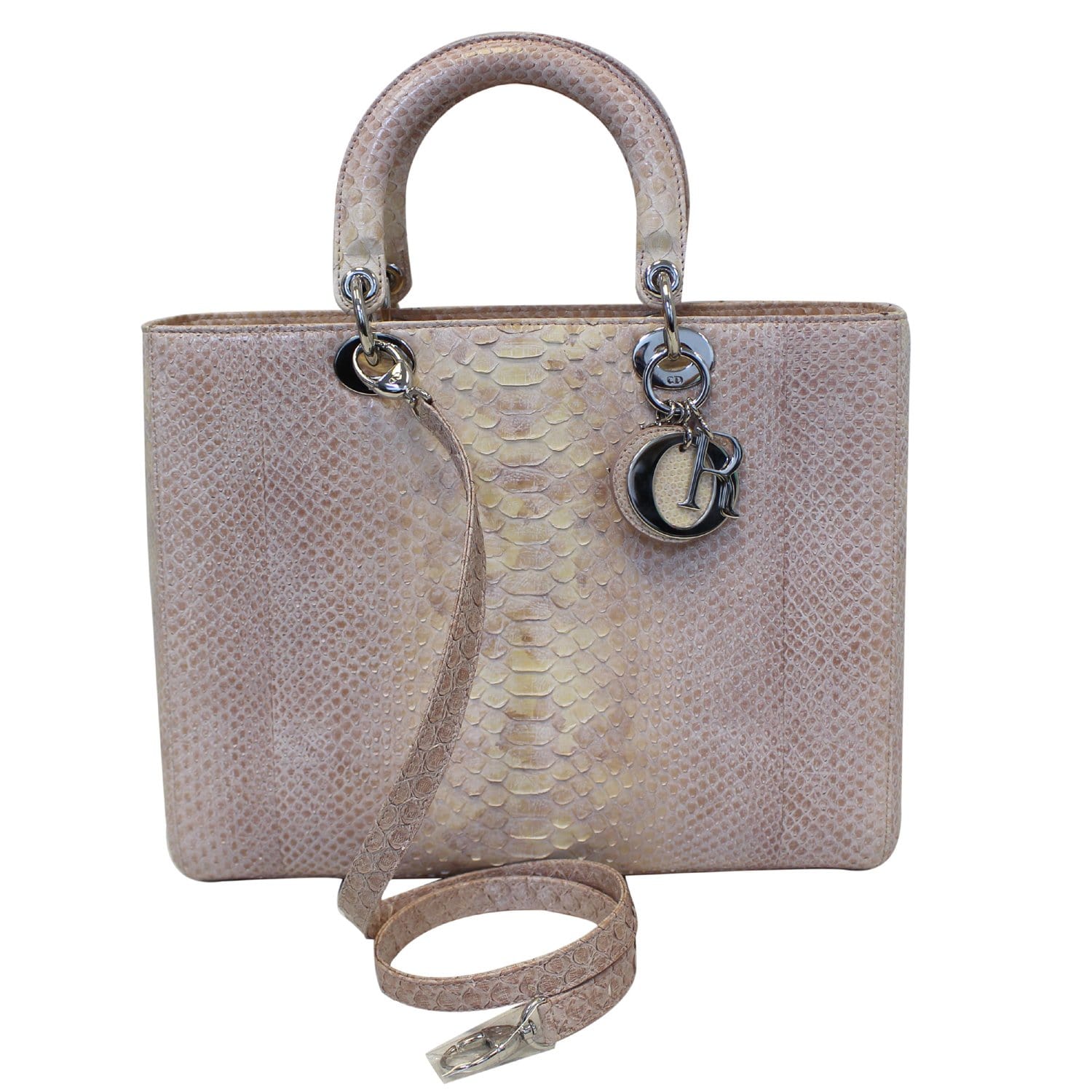 Christian Dior Lady Dior Large Python Shoulder Bag Blush Pink