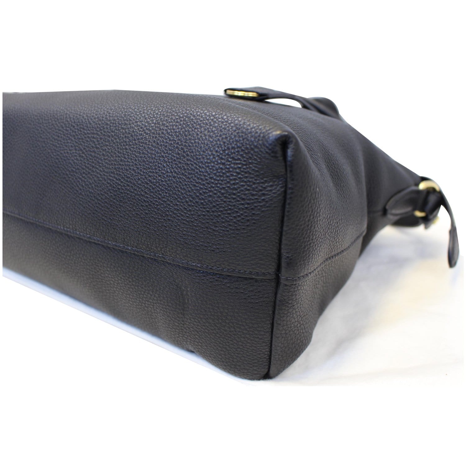 PRADA Daino Medium Leather Tote Shoulder Bag Black