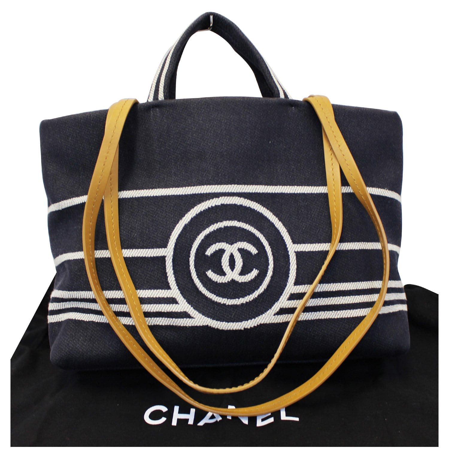 CHANEL CC Shopping Large Tote Shoulder Bag Denim