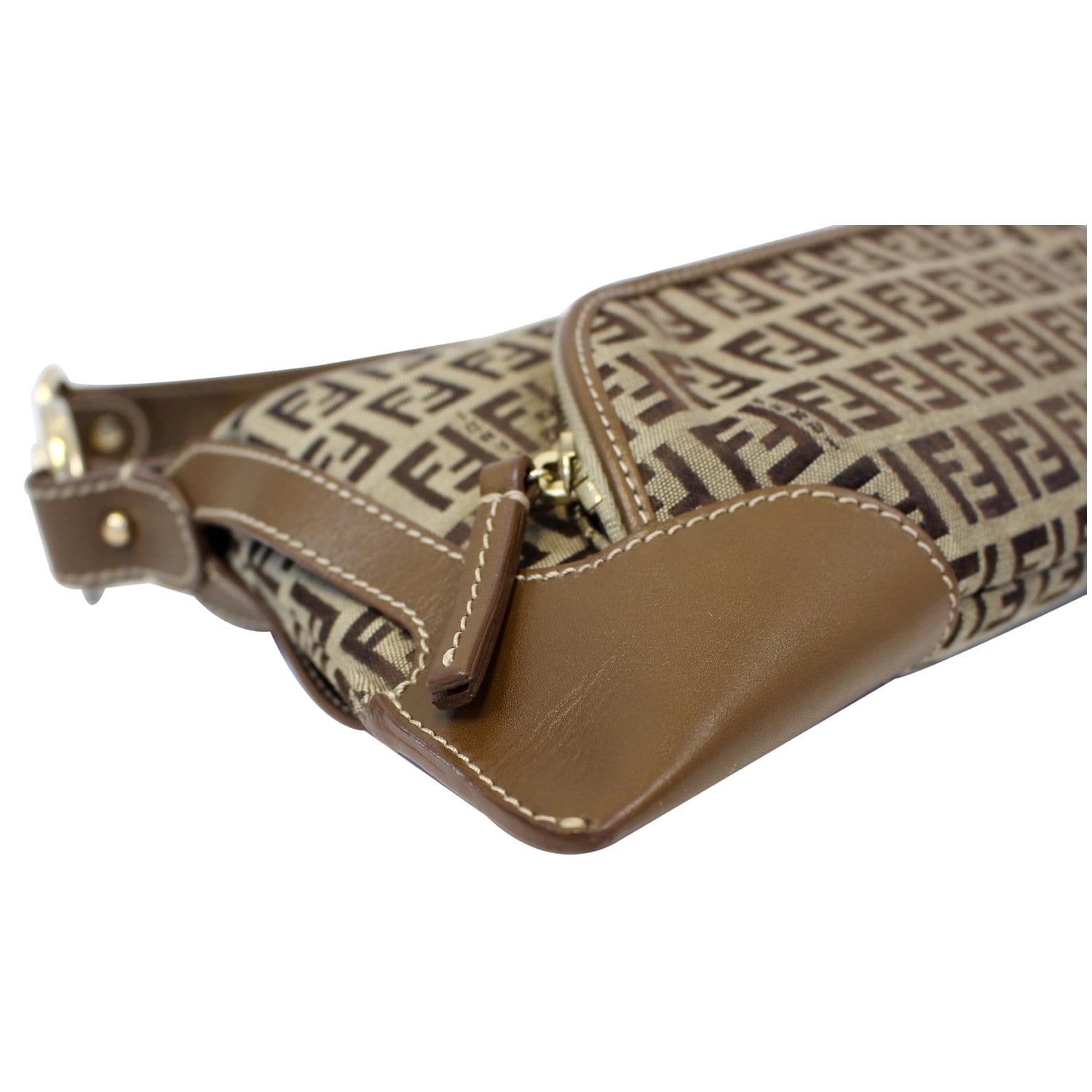 FENDI Zucca Small Canvas Shoulder Bag Beige
