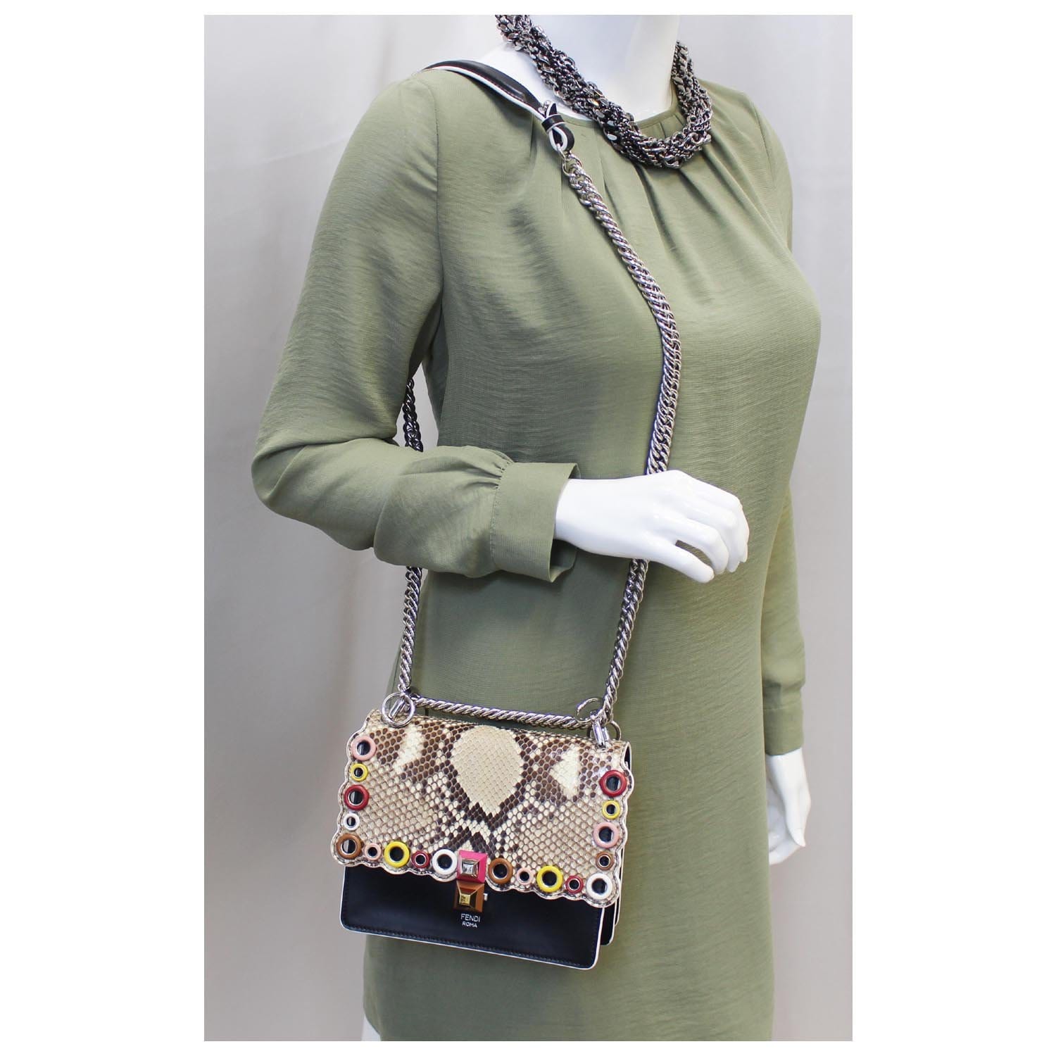 FENDI Kan I Small Python Leather Shoulder Crossbody Bag - Last Call