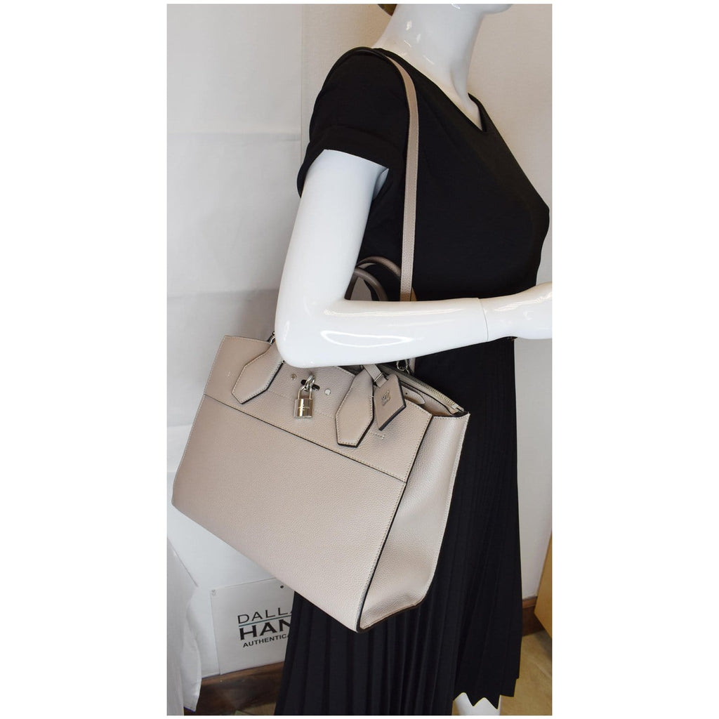 LOUIS VUITTON City Steamer MM Leather Shoulder Bag Grey