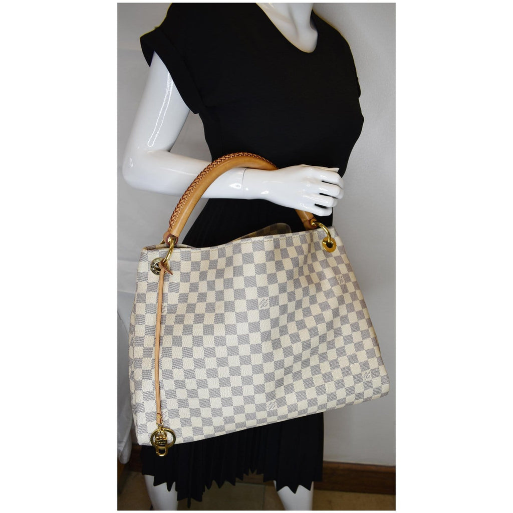 LOUIS VUITTON Artsy MM Damier Azur Shoulder Bag White