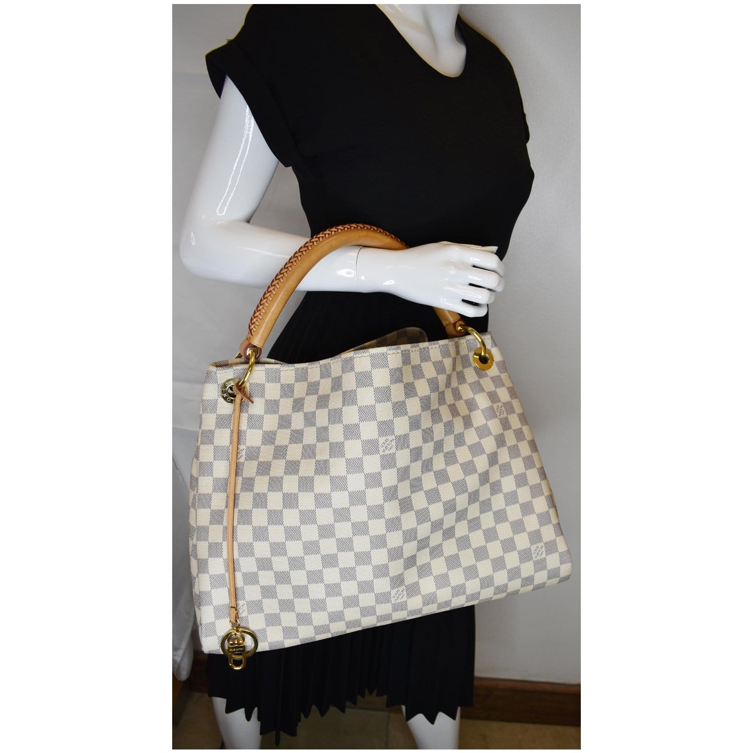 LOUIS VUITTON Artsy MM Damier Azur Shoulder Bag White